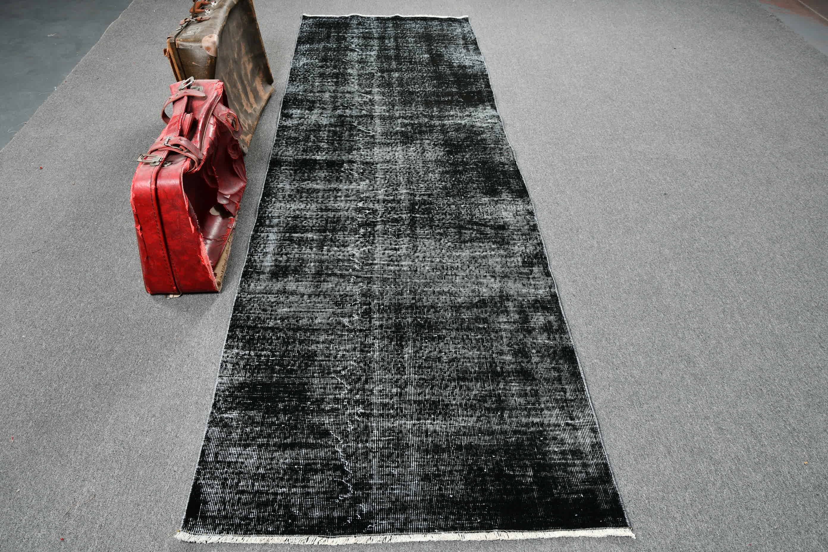 Pastel Rugs, Home Decor Rug, Turkish Rug, 3.1x10.2 ft Runner Rugs, Black Floor Rug, Hallway Rugs, Kitchen Rug, Anatolian Rug, Vintage Rug