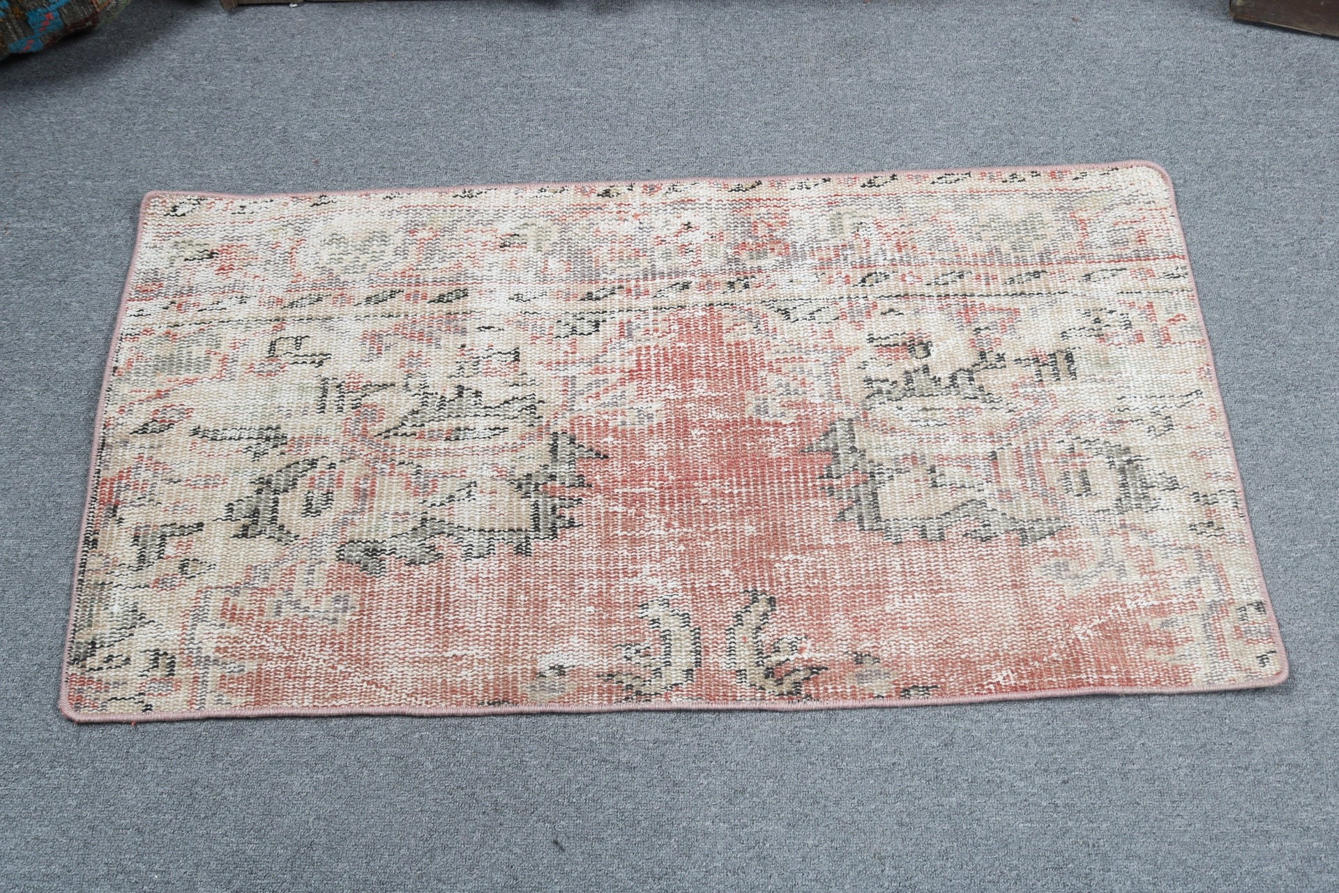 Nursery Rug, Vintage Rugs, Turkish Rug, Orange Handwoven Rug, 1.9x3.6 ft Small Rug, Modern Rugs, Wool Rugs, Rugs for Entry, Kitchen Rug