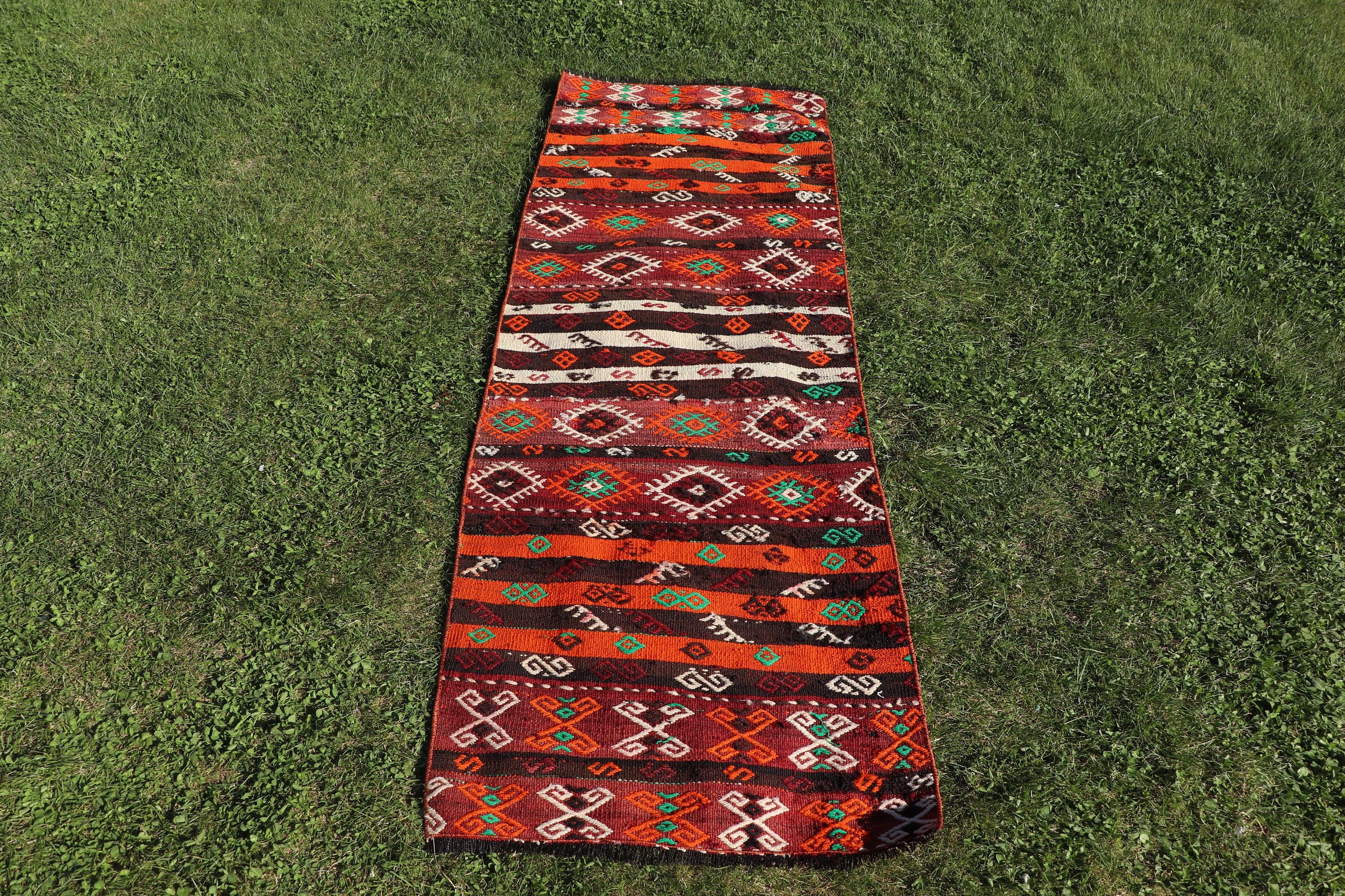 Kilim, Türk Halısı, Vintage Yolluk Halısı, 2.1x6.3 ft Koşucu Halısı, Koridor Halısı, Turuncu Boho Halısı, Lüks Halılar, Yün Halısı, Vintage Halı