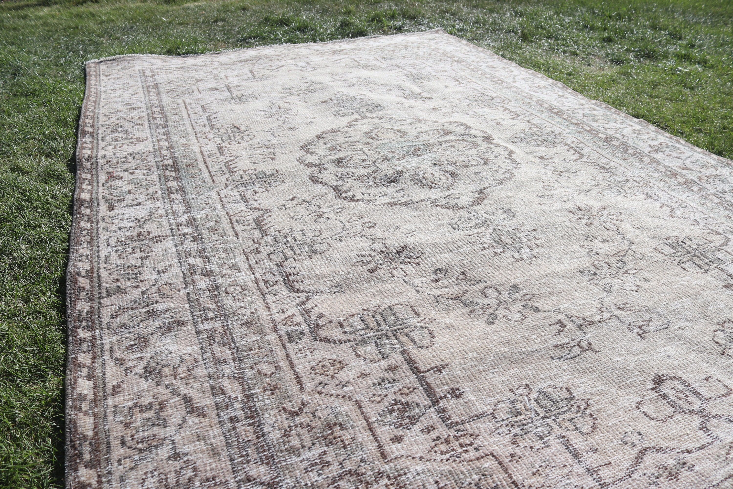 Turkish Rugs, Bedroom Rugs, Dining Room Rug, Geometric Rugs, Statement Rugs, Vintage Rugs, Beige Flatweave Rugs, 5.2x8.7 ft Large Rug