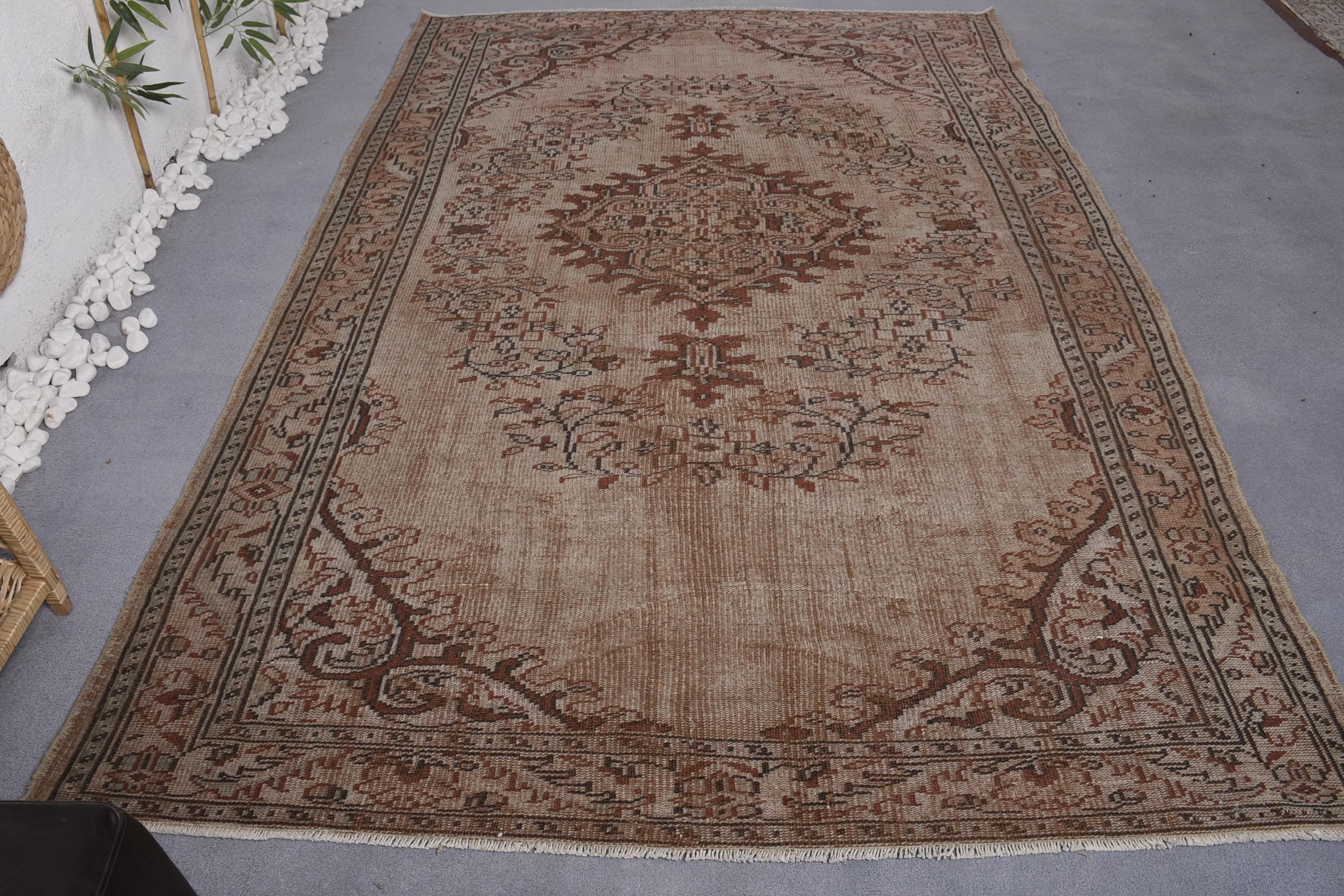 Vintage Halılar, Kahverengi Modern Halı, Büyük Boho Halıları, 6.1x9.3 ft Büyük Halı, Antika Halı, Türk Halısı, Türkiye Halıları, Yatak Odası Halısı