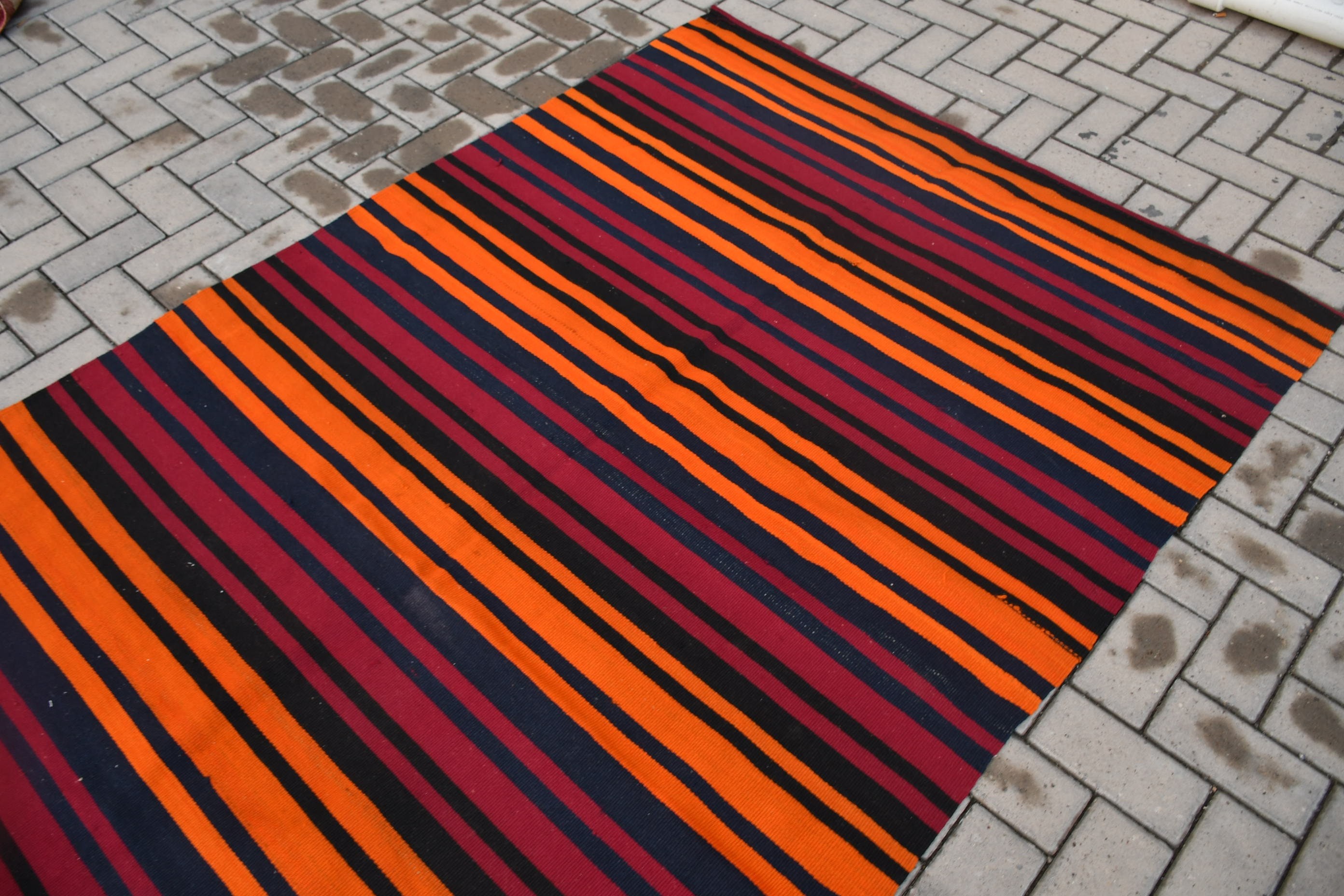 142x273 cm Salon Kilim, Oturma odası Kilim, Oturma odası Kilim, Anadolu Kilim, Yemek odası Kilim, Türk Kilim, Turuncu Zemin Kilim