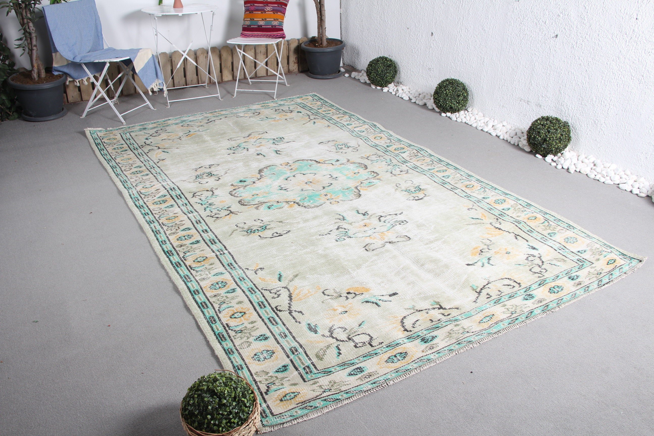 Vintage Rugs, Oushak Rugs, Salon Rugs, Antique Rugs, 6.2x9.7 ft Large Rug, Beige Cool Rug, Living Room Rug, Turkish Rug, Rugs for Bedroom