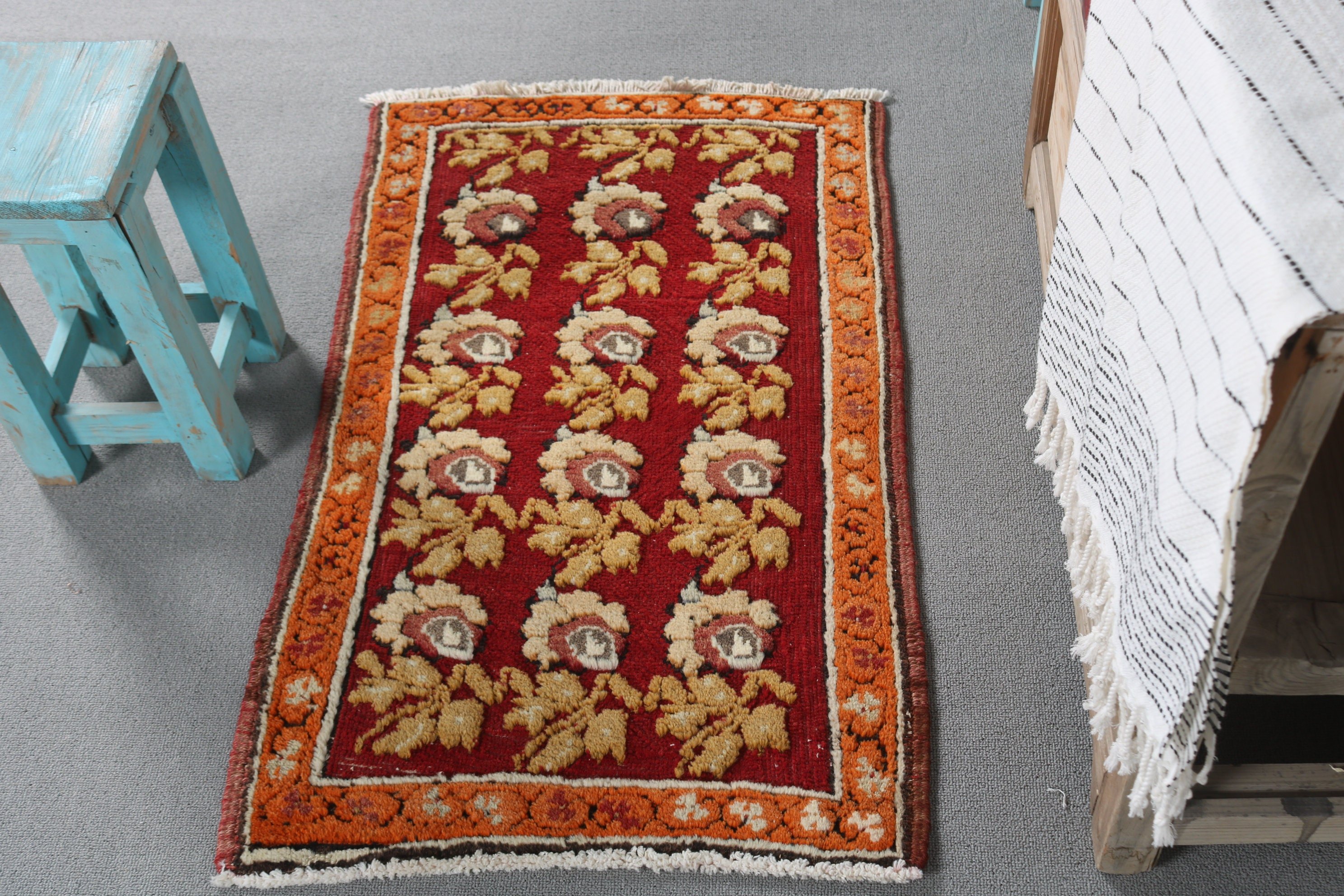 Wool Rug, Kitchen Rugs, 1.8x3 ft Small Rugs, Old Rugs, Bath Rugs, Turkish Rug, Rugs for Door Mat, Antique Rugs, Red Wool Rugs, Vintage Rug