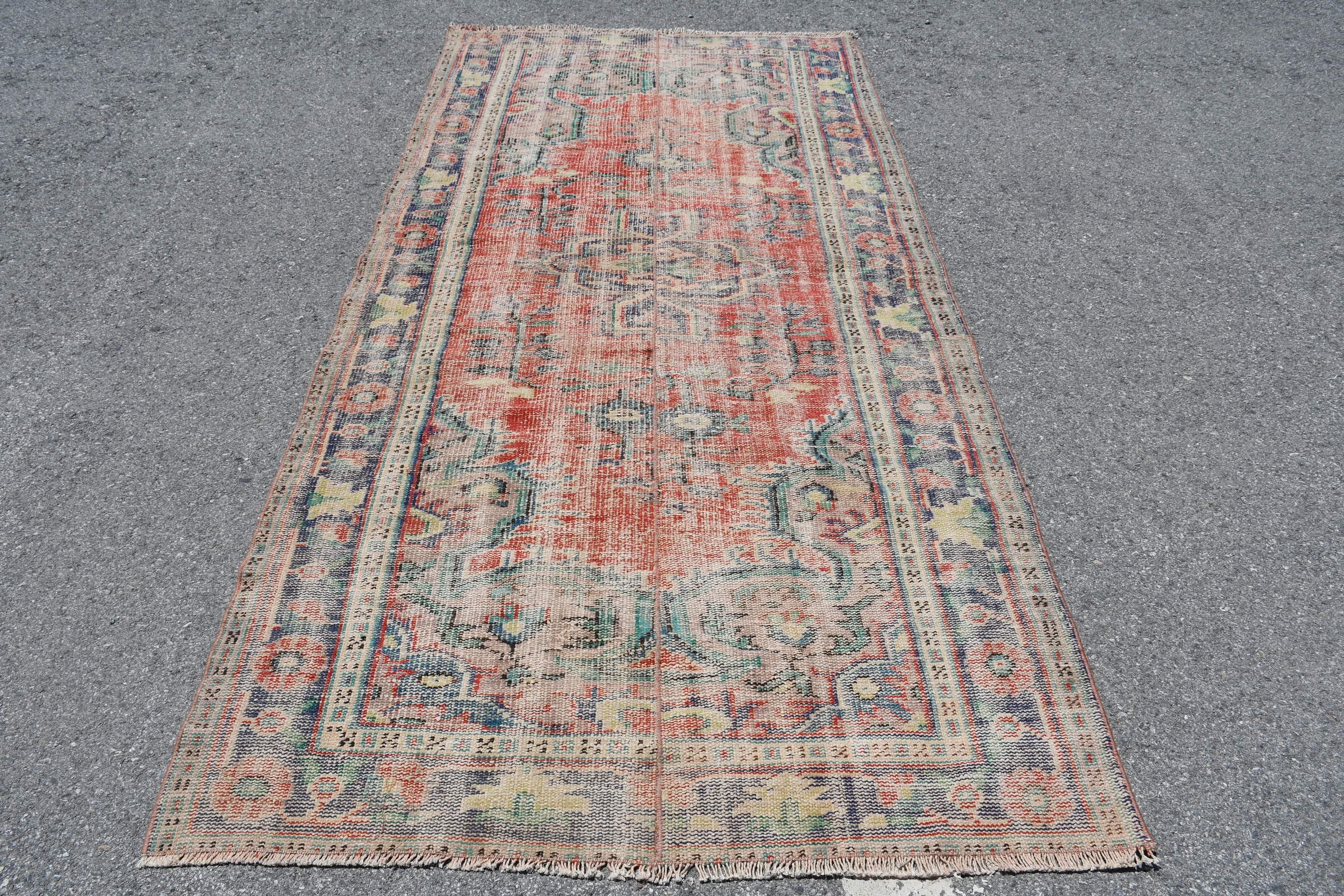 Salon Rug, Cool Rug, Home Decor Rug, Vintage Decor Rugs, Vintage Rug, 4.4x9.3 ft Large Rugs, Turkish Rug, Red Bedroom Rug, Living Room Rugs