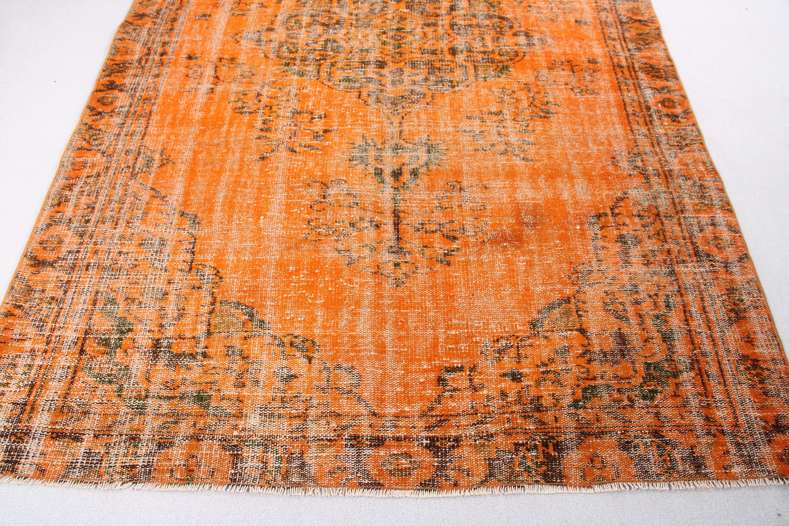 Kitchen Rugs, Outdoor Rug, Vintage Rug, Luxury Rug, Large Boho Rugs, Turkish Rugs, 5.6x8.5 ft Large Rug, Dining Room Rug, Orange Luxury Rug