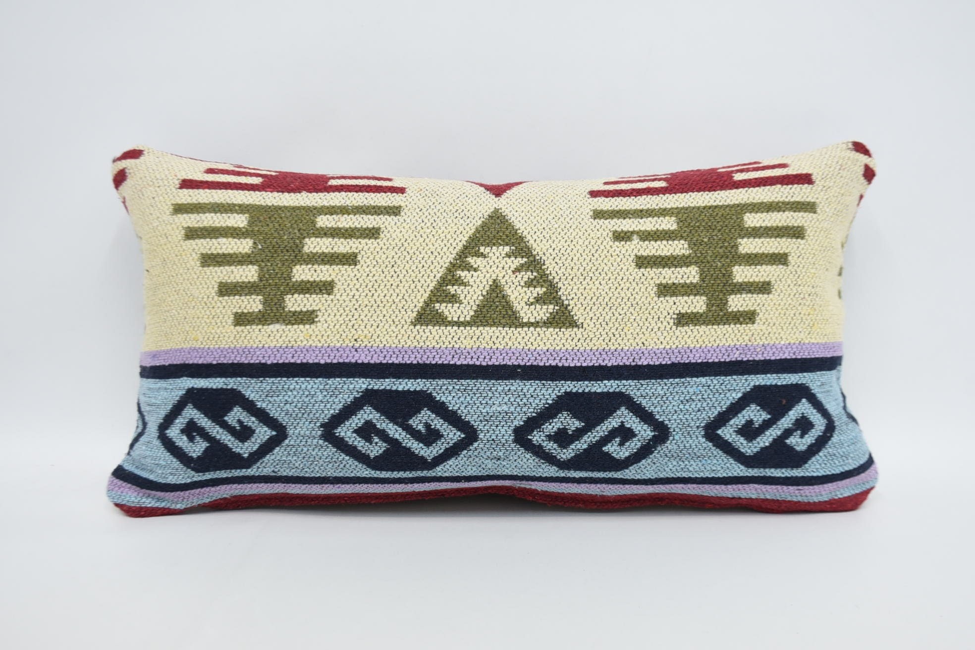 Pet Pillow Sham, Tribal Pillow Case, 12"x24" Beige Pillow Sham, Gift Pillow, Kilim Cushion Sham, Antique Pillows