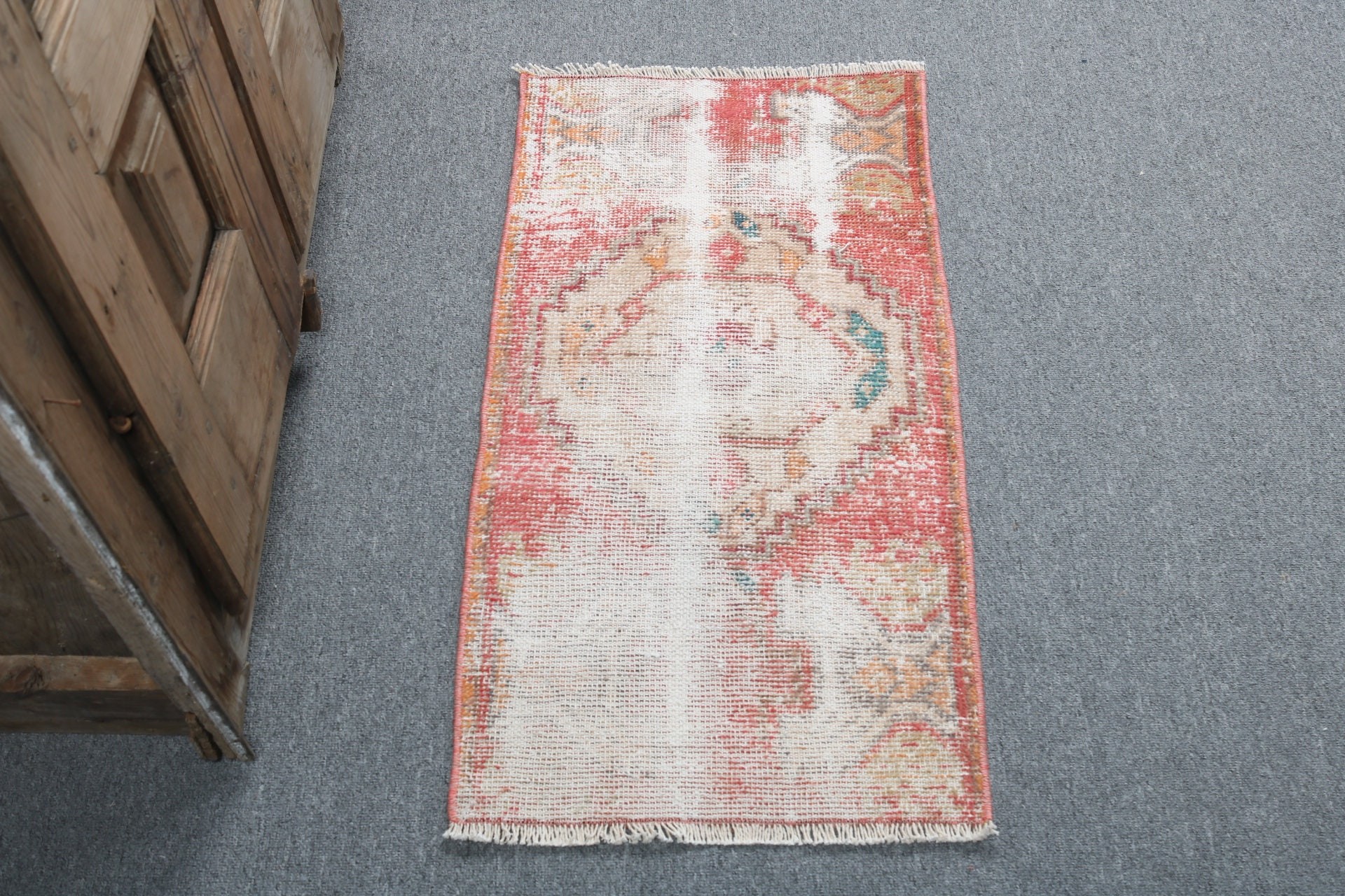 Vintage Halılar, Paspas Halıları, 1.4x2.8 ft Küçük Halılar, Yer Halıları, Türk Halıları, Bej Lüks Halı, Boho Halıları, Mutfak Halısı, Yatak Odası Halıları