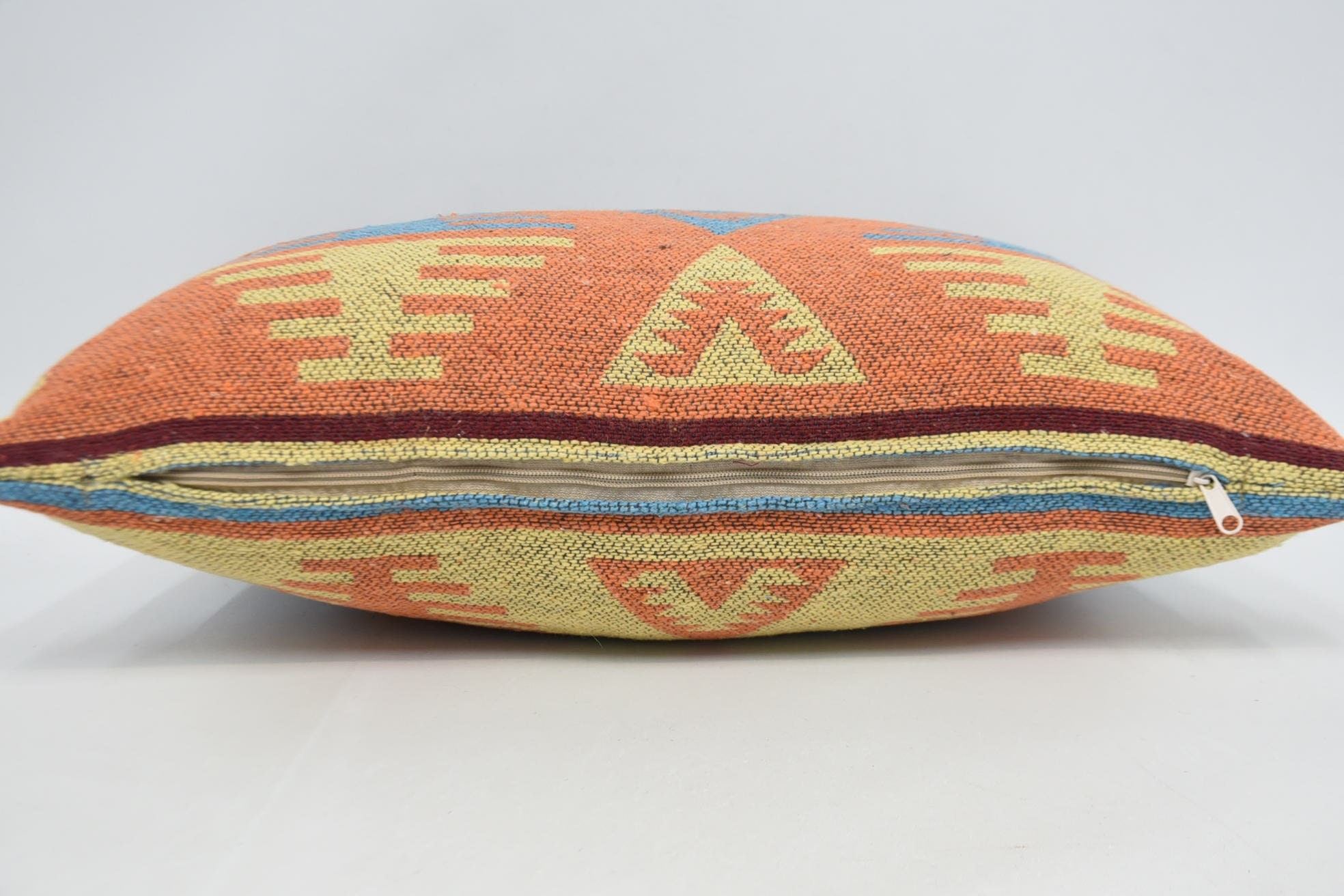 Colorful Cushion, 16"x24" Blue Cushion Cover, Aztec Pillow Sham, Turkish Pillow, Kilim Cushion Sham, Kilim Pillow, Accent Pillow