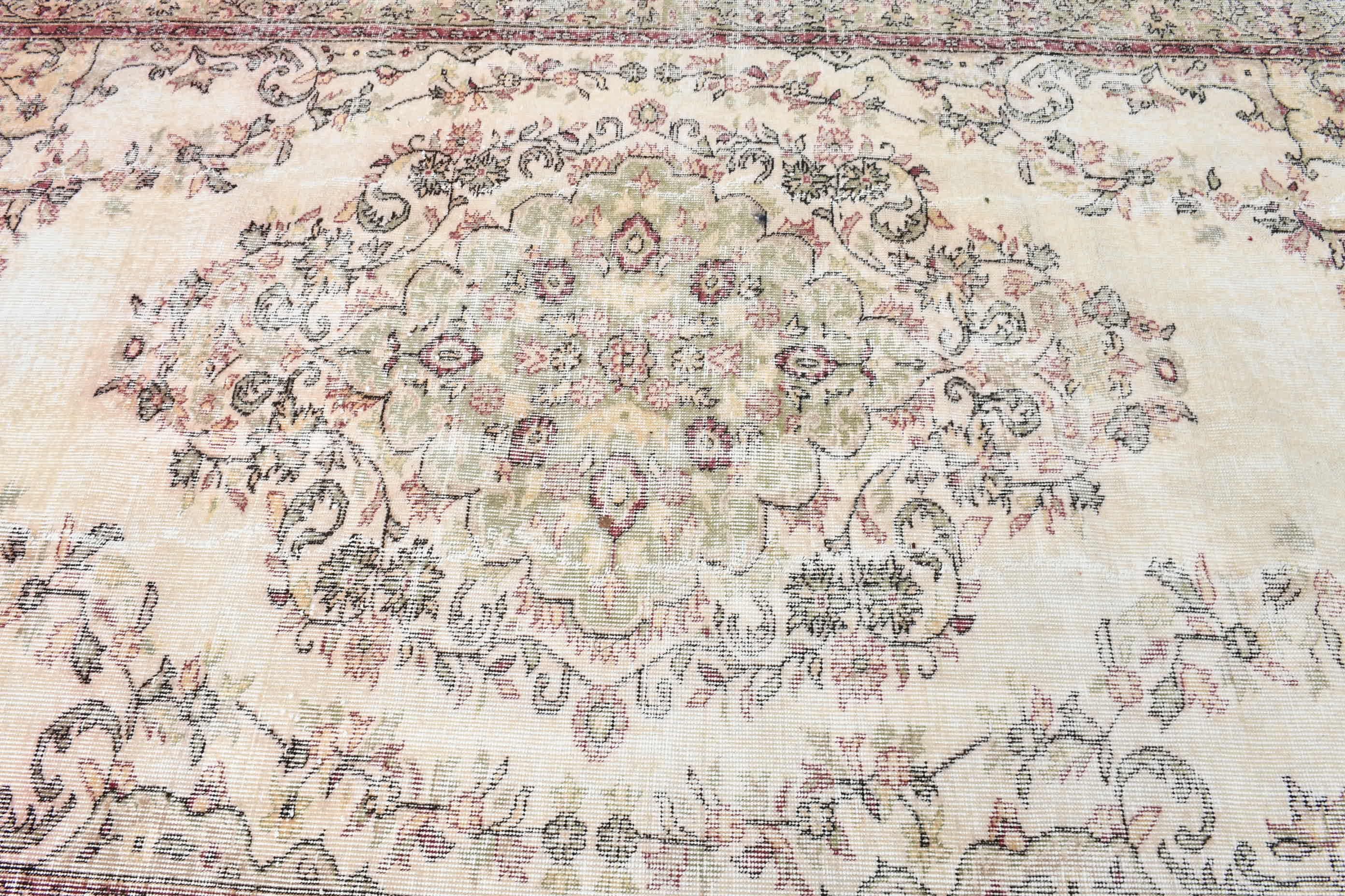 Dining Room Rug, Boho Rug, Turkish Rug, Vintage Rugs, Beige Home Decor Rug, 5.9x9.2 ft Large Rug, Living Room Rug, Wool Rug, Home Decor Rug