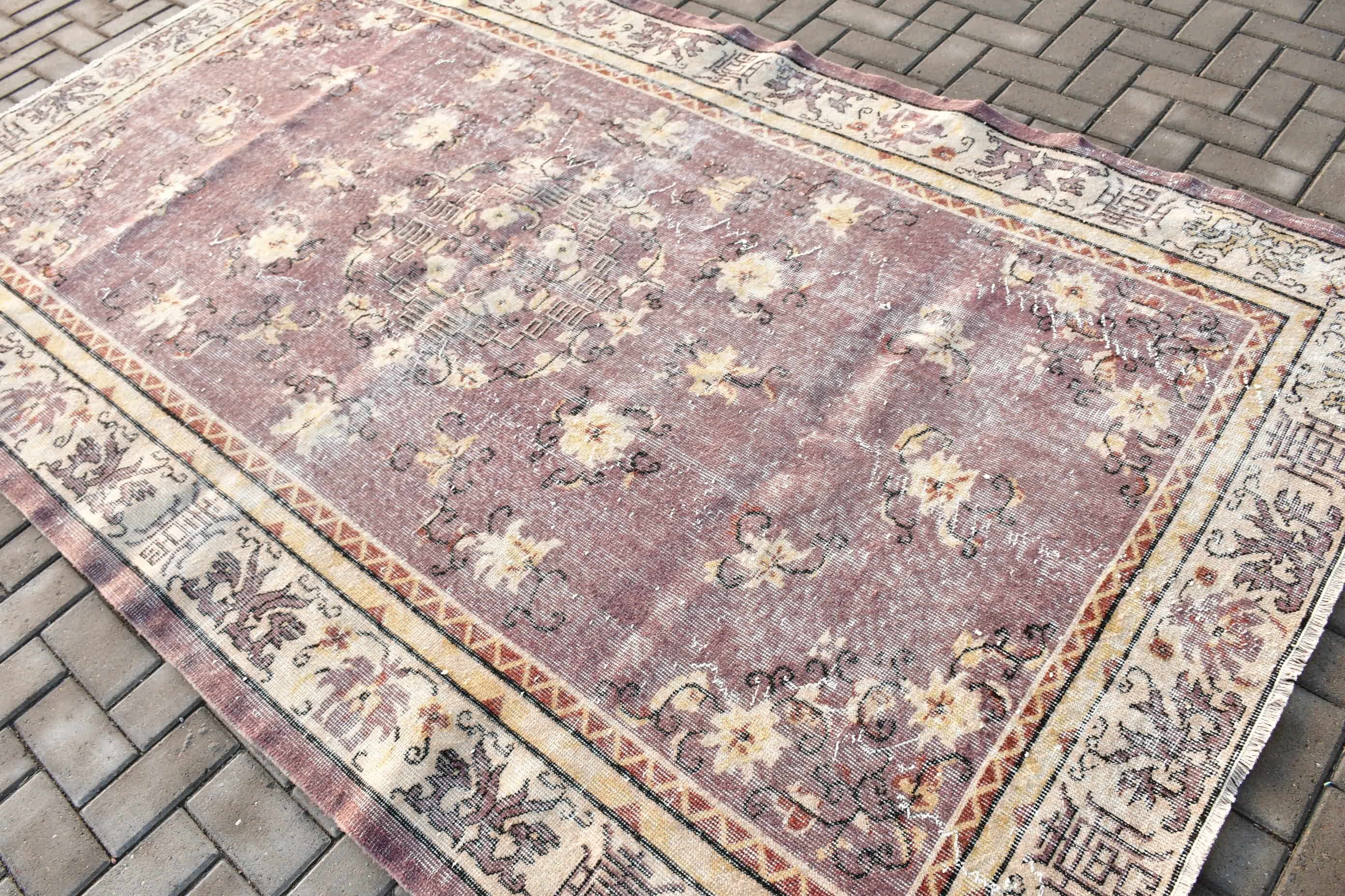 Turkish Rugs, Vintage Rugs, Rugs for Salon, Anatolian Rugs, 5.8x9.3 ft Large Rug, Purple Cool Rug, Dining Room Rug, Salon Rugs, Oushak Rug