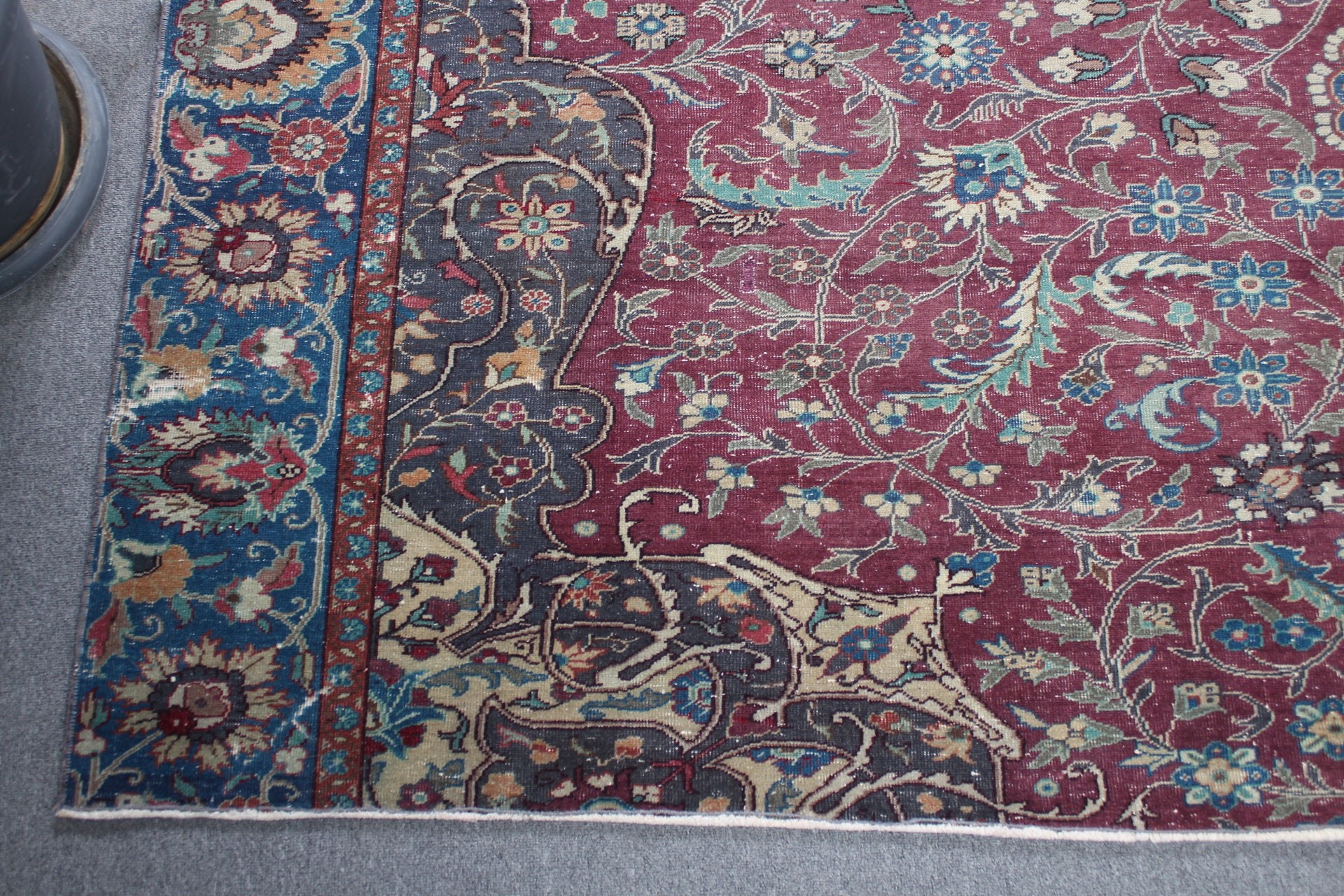 Salon Halısı, 8.1x9.5 ft Büyük Boy Halı, Vintage Halı, Oushak Halı, Retro Halılar, Mor Havalı Halılar, Ev Dekor Halısı, Türk Halıları, Oturma Odası Halısı