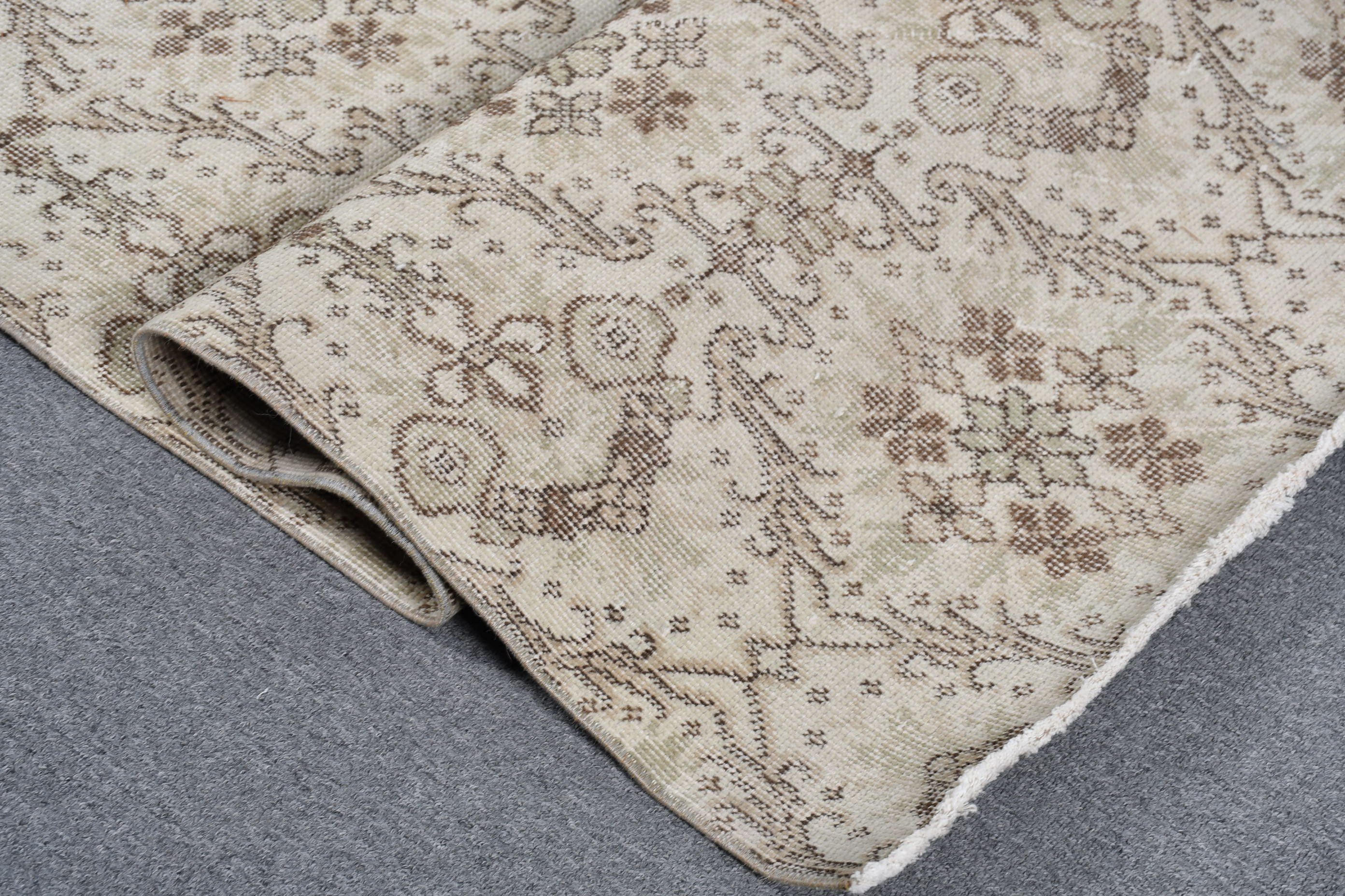 Moroccan Rugs, Rugs for Floor, Turkish Rug, Beige Cool Rug, Kitchen Rug, Vintage Rugs, 3.9x7.1 ft Area Rug, Dining Room Rug, Floor Rug