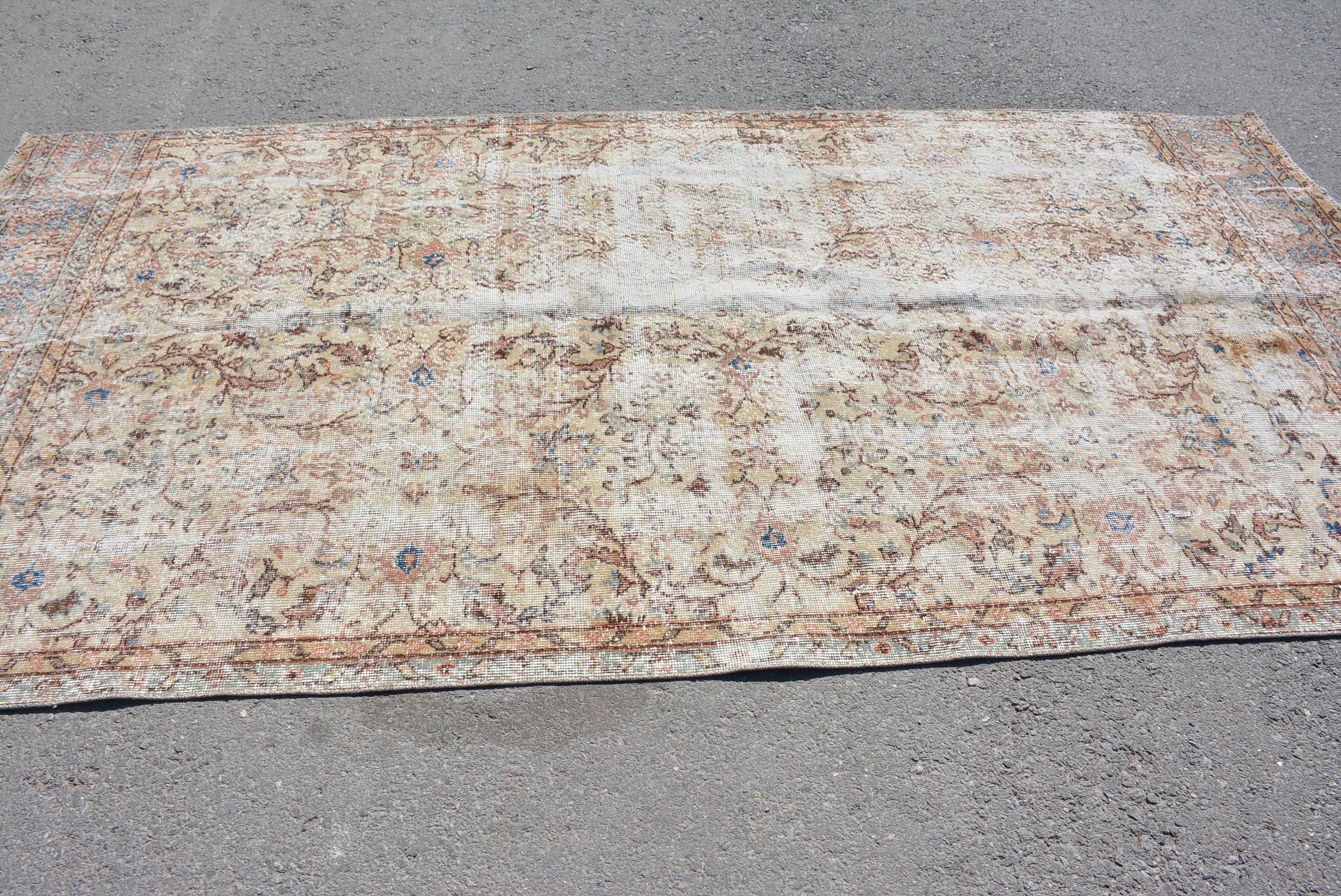 Living Room Rug, Pale Rug, Turkish Rug, Salon Rug, 5.1x10 ft Large Rug, Vintage Rug, Bedroom Rug, Rugs for Living Room, Oriental Rug
