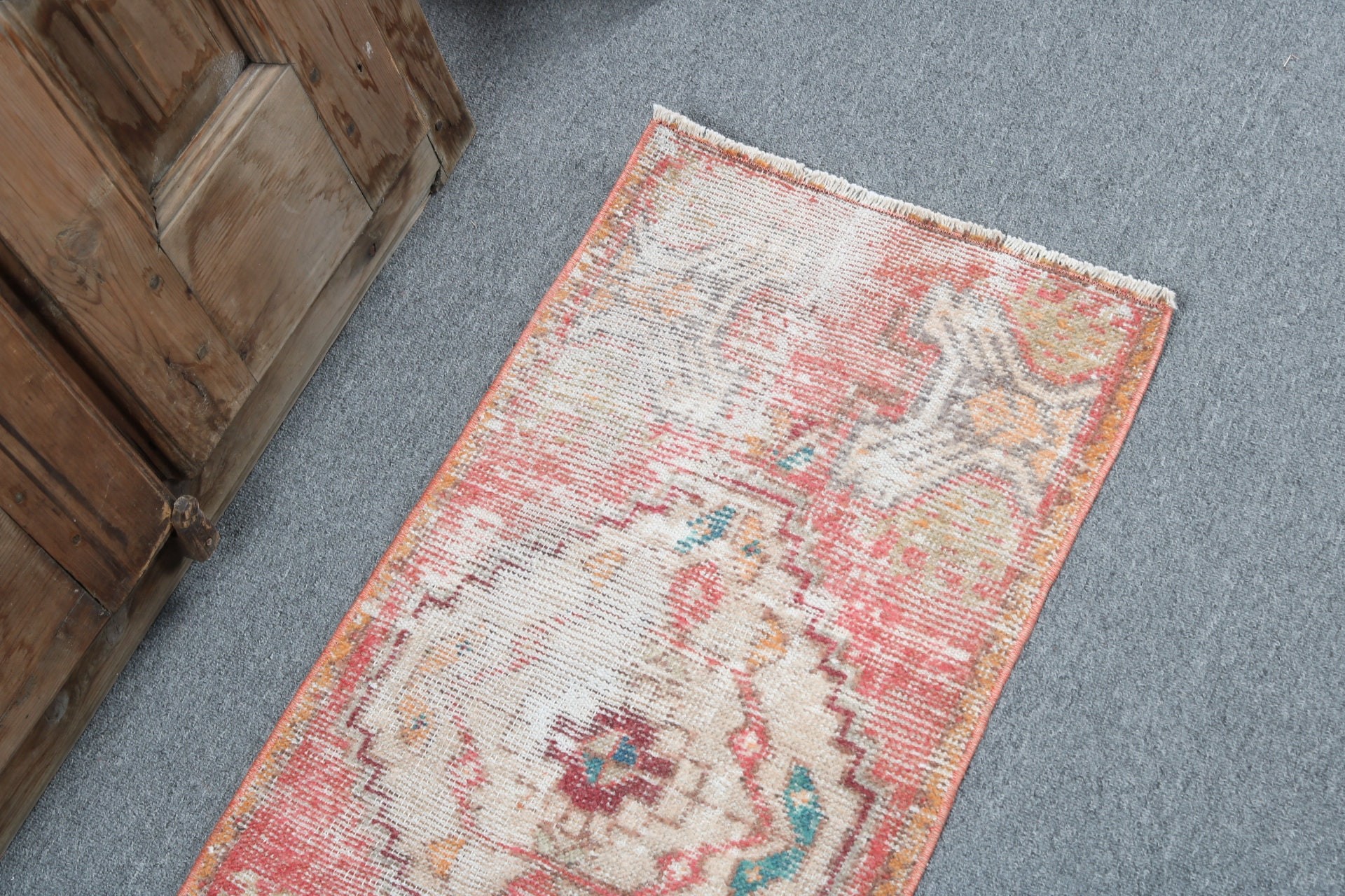 Handmade Rugs, Neutral Rugs, 1.5x2.9 ft Small Rugs, Turkish Rug, Wall Hanging Rugs, Boho Rug, Small Boho Rugs, Vintage Rugs, Red Cool Rug