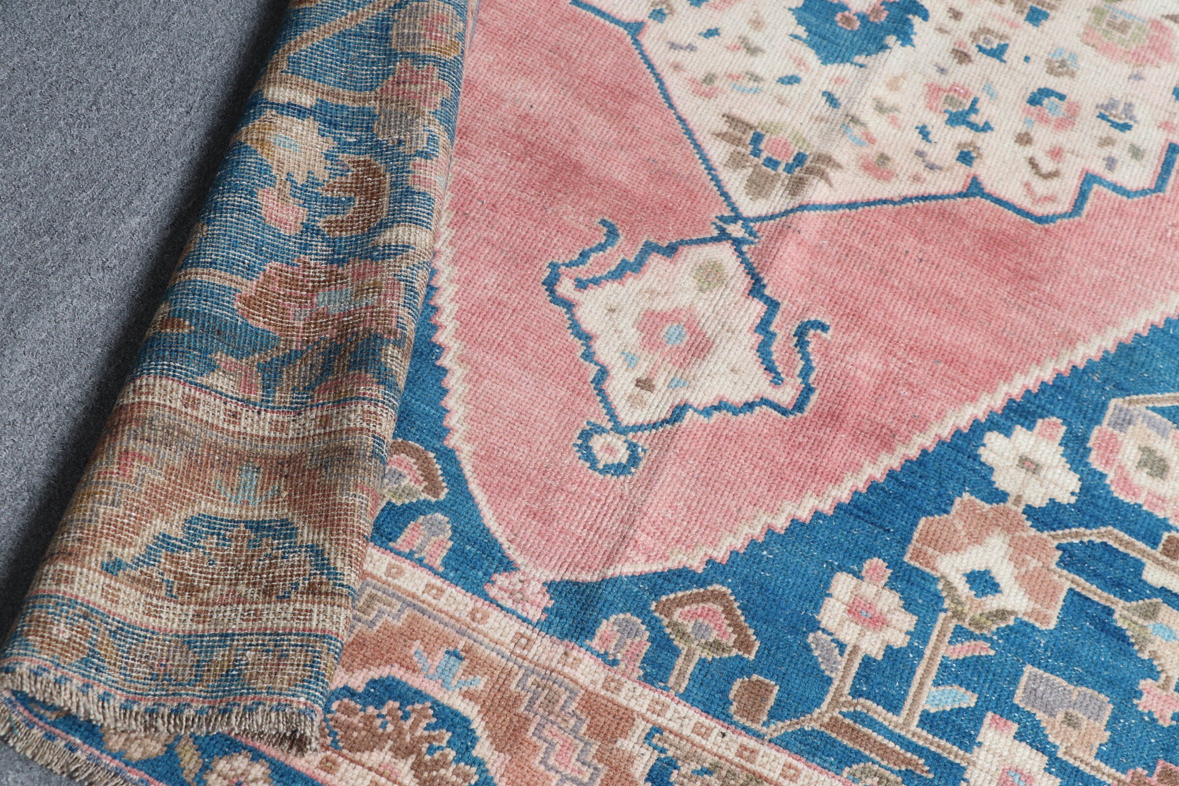 Rugs for Indoor, 3.6x7.8 ft Area Rugs, Pink Oriental Rug, Floor Rug, Kitchen Rug, Bedroom Rugs, Nursery Rugs, Turkish Rugs, Vintage Rug