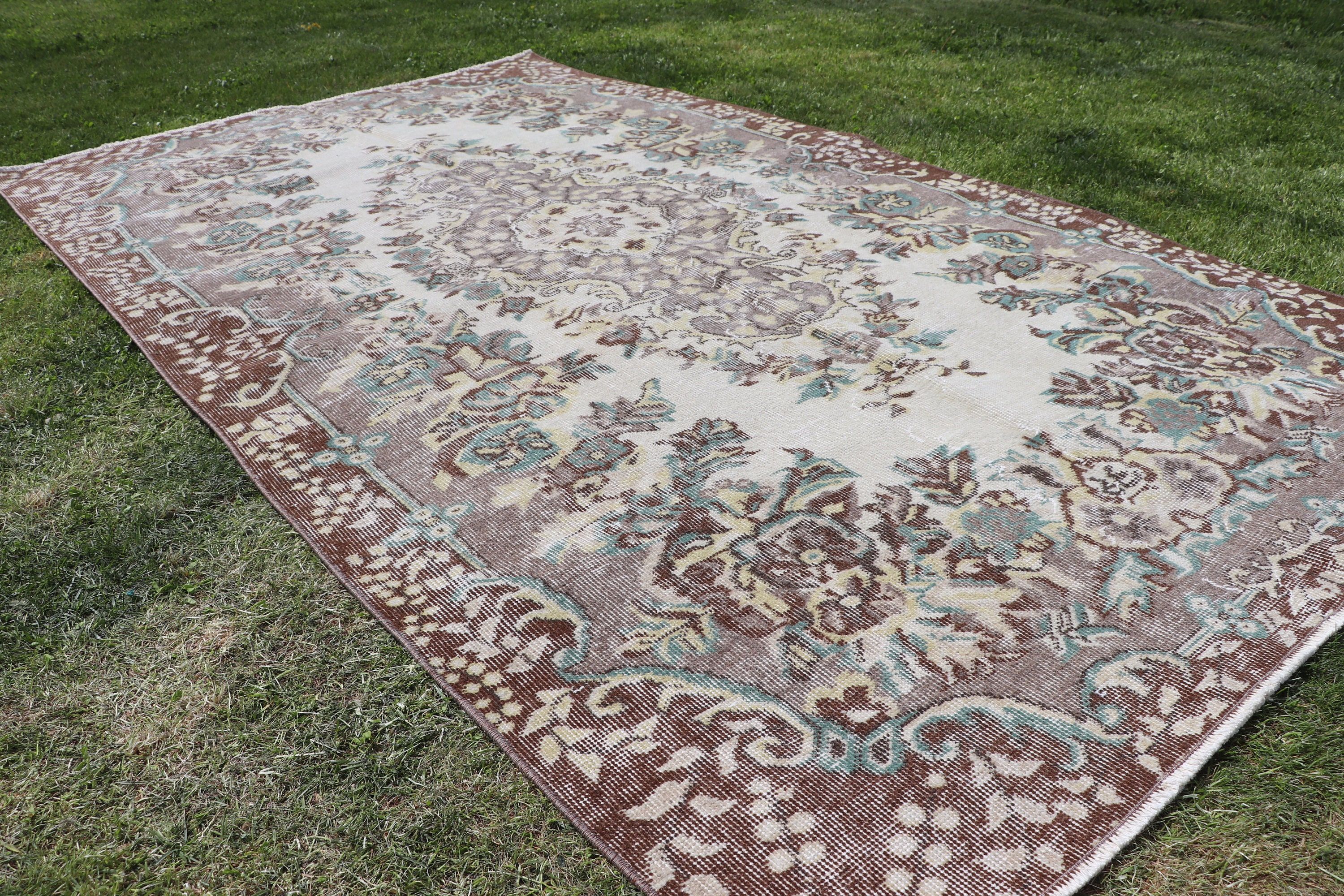 Beige Handwoven Rug, Vintage Rug, Nursery Rug, Floor Rug, 4.6x8.1 ft Area Rug, Ethnic Rugs, Geometric Rug, Turkish Rugs