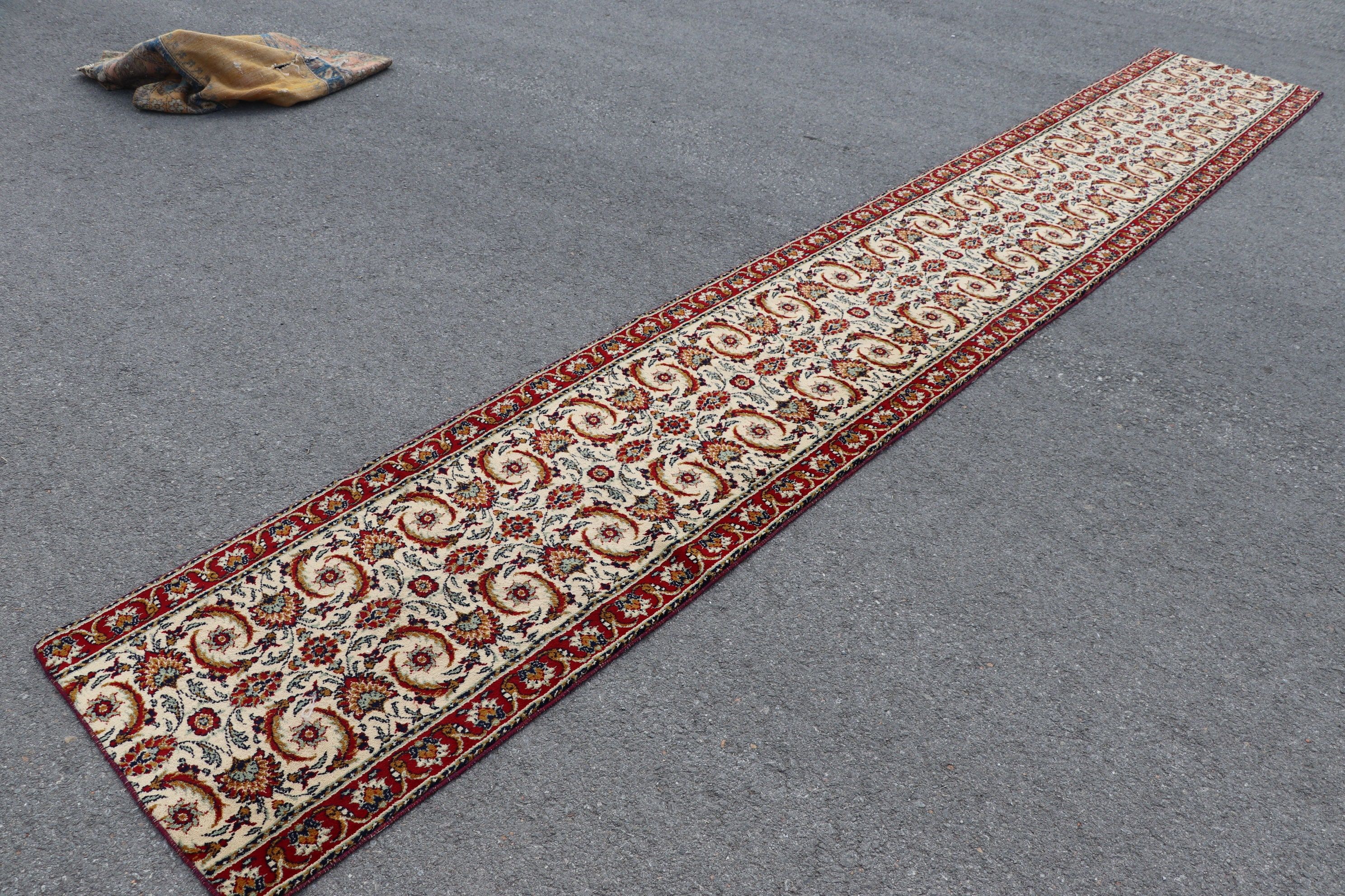 Red Antique Rug, Kitchen Rugs, Rugs for Stair, Vintage Rug, Turkish Rug, Wool Rug, 2.4x15.5 ft Runner Rugs, Oushak Rug, Corridor Rug