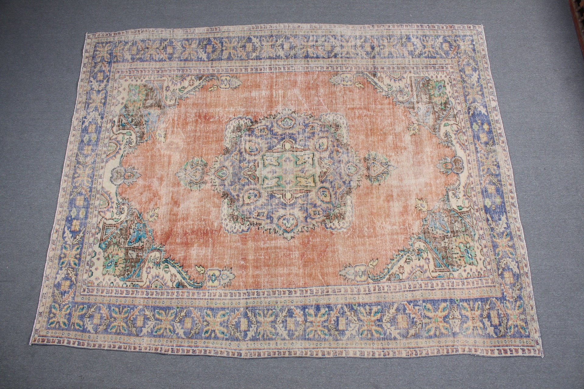 Kırmızı Mutfak Halısı, Özel Halı, Salon Halıları, 8.1x10.4 ft Büyük Boy Halılar, Vintage Halı, Oturma Odası Halıları, Türk Halısı, Oushak Halısı, Mutfak Halısı