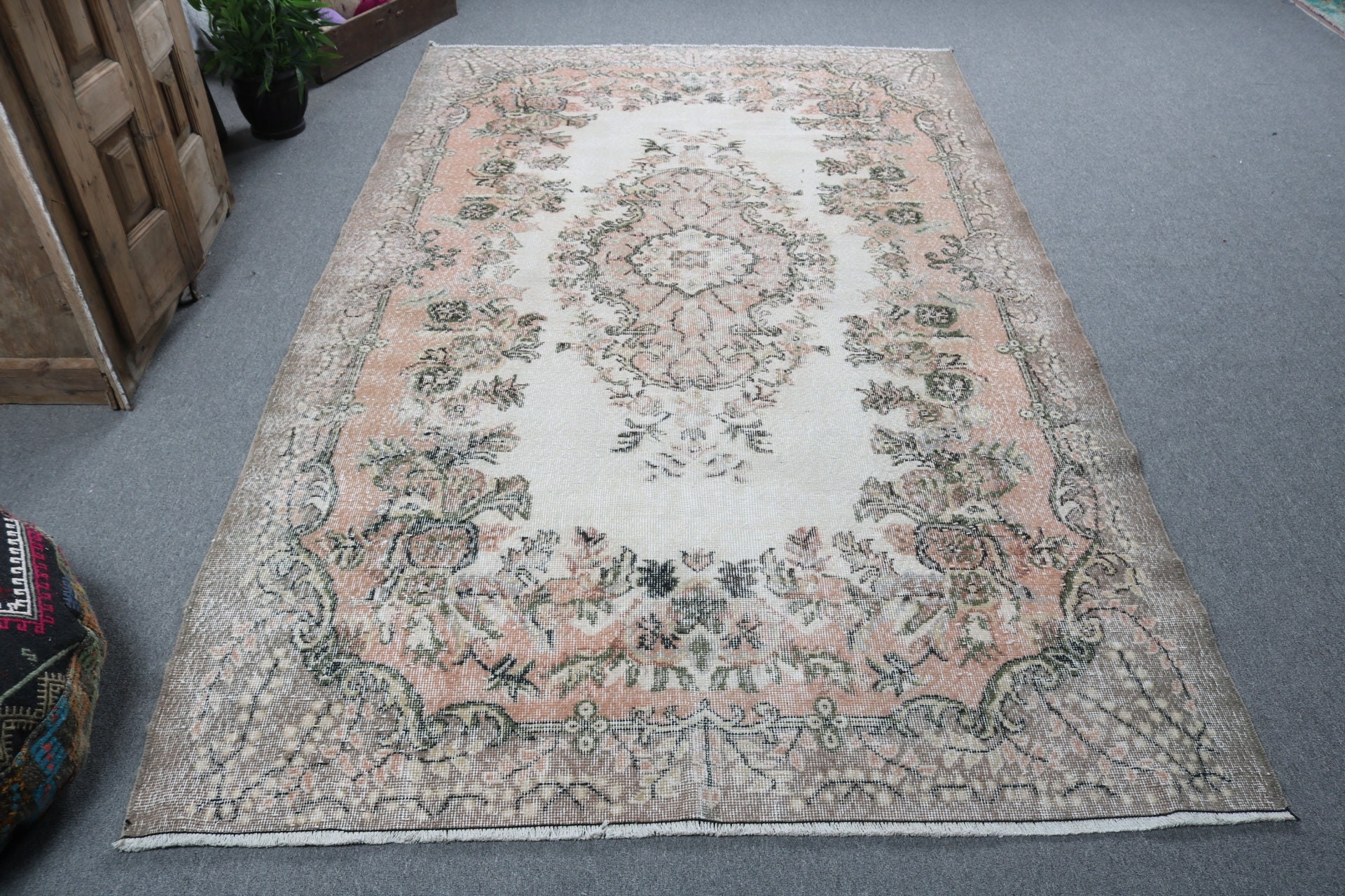 Türk Halısı, Büyük Oushak Halıları, 5,4x9,4 ft Büyük Halılar, Düz Dokuma Halı, Vintage Halılar, Aztek Halısı, Boho Halıları, Turuncu Lüks Halı, Büyük Boho Halısı