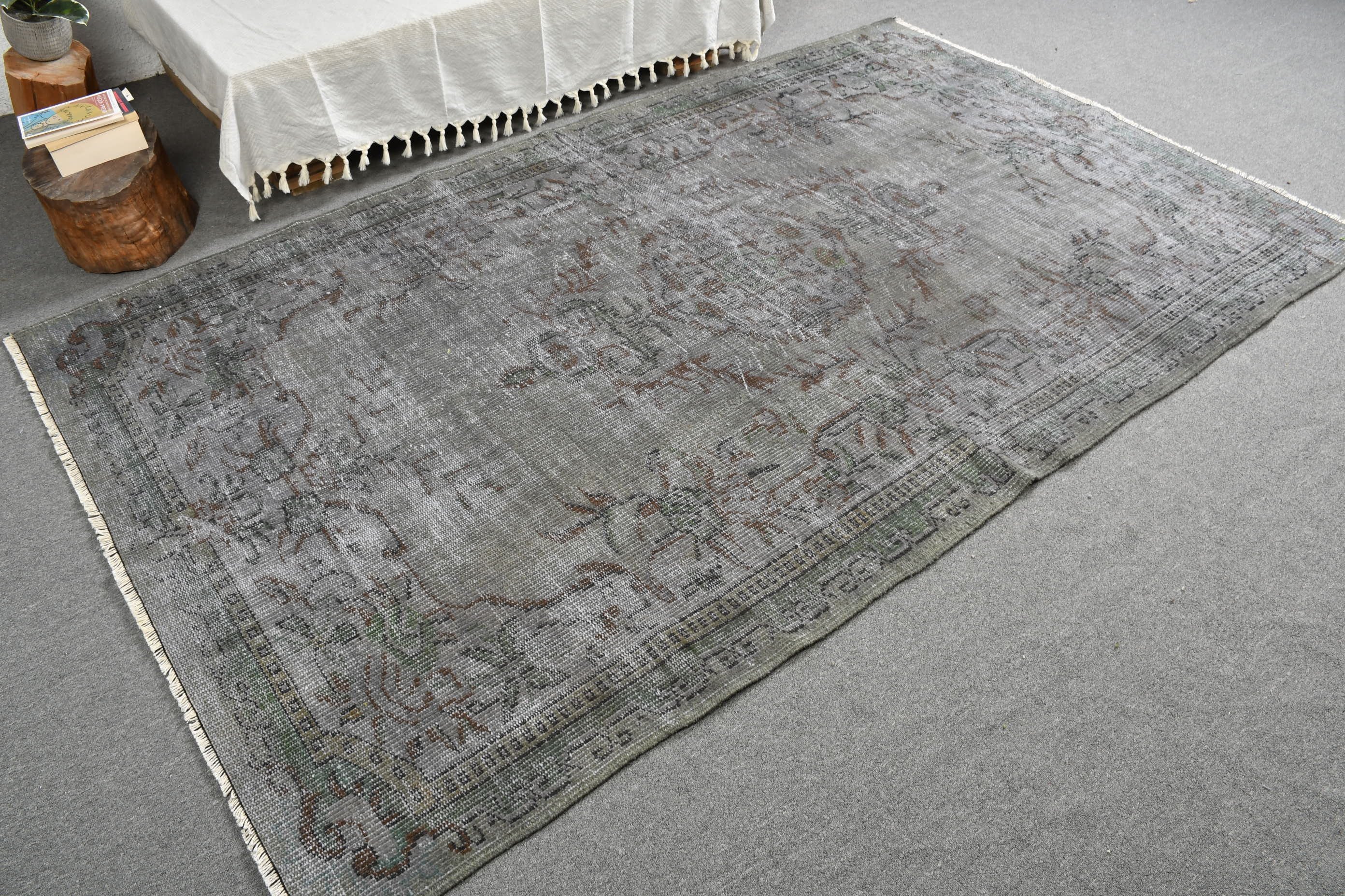 Living Room Rug, Bedroom Rug, Green Oushak Rug, Nomadic Rug, Antique Rugs, Vintage Rugs, Turkish Rug, 5.3x8.7 ft Large Rug