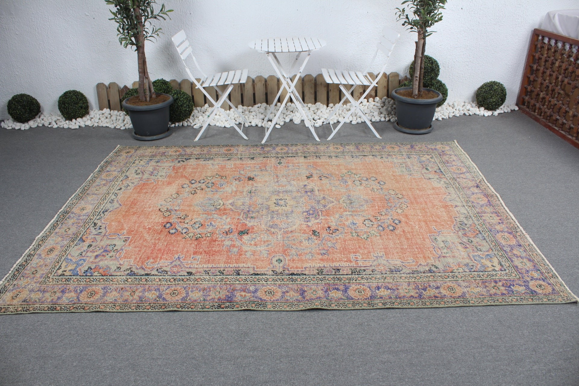 Vintage Halı, Oturma Odası Halısı, Yemek Odası Halısı, Eklektik Halı, Havalı Halı, 6.3x8.7 ft Büyük Halı, Kırmızı Fas Halısı, Türk Halısı, Fas Halıları