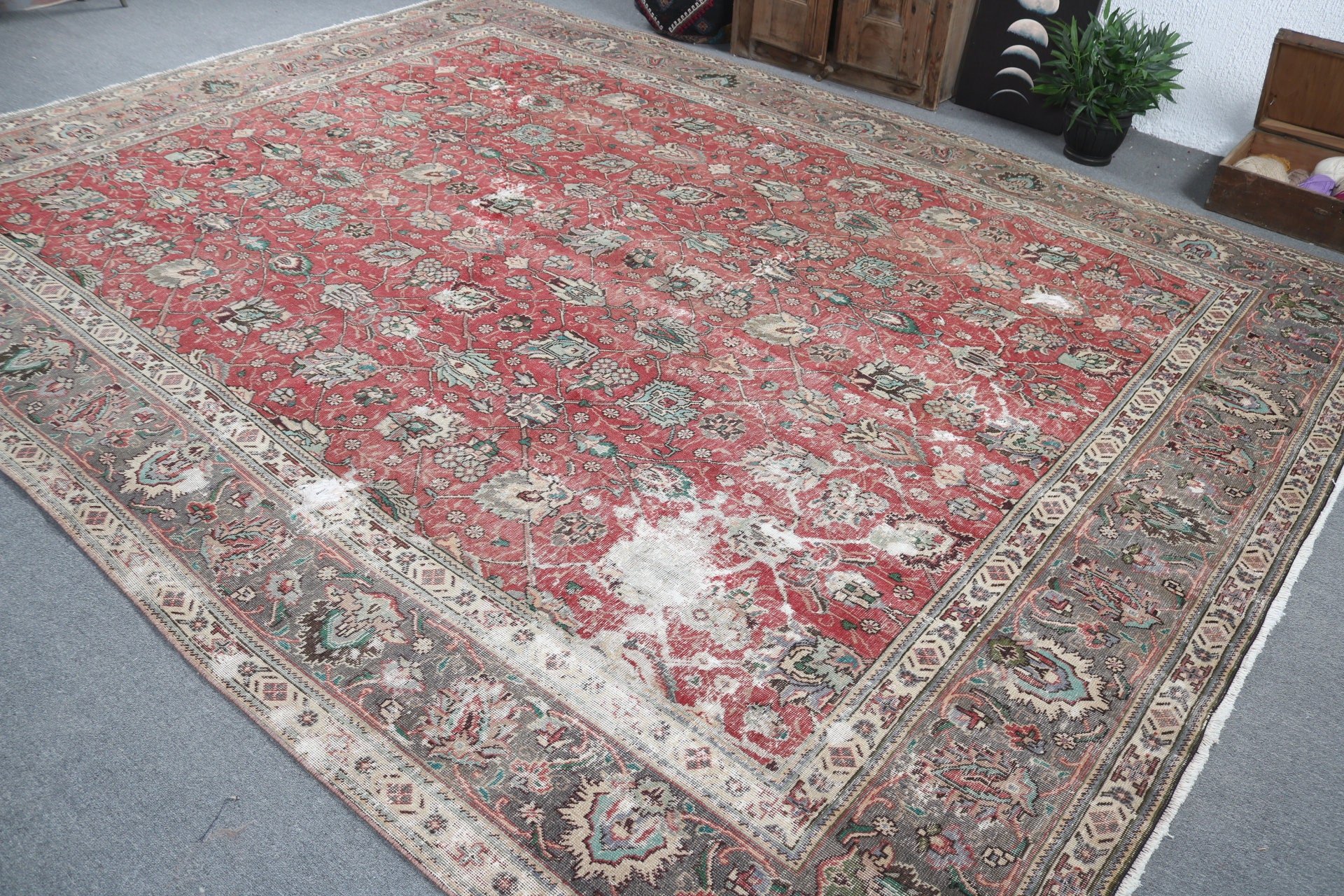 Salon Rugs, Turkish Rugs, Red Moroccan Rug, Office Rugs, Neutral Rug, Kitchen Rugs, 9.7x12.4 ft Oversize Rug, Vintage Rugs, Living Room Rug