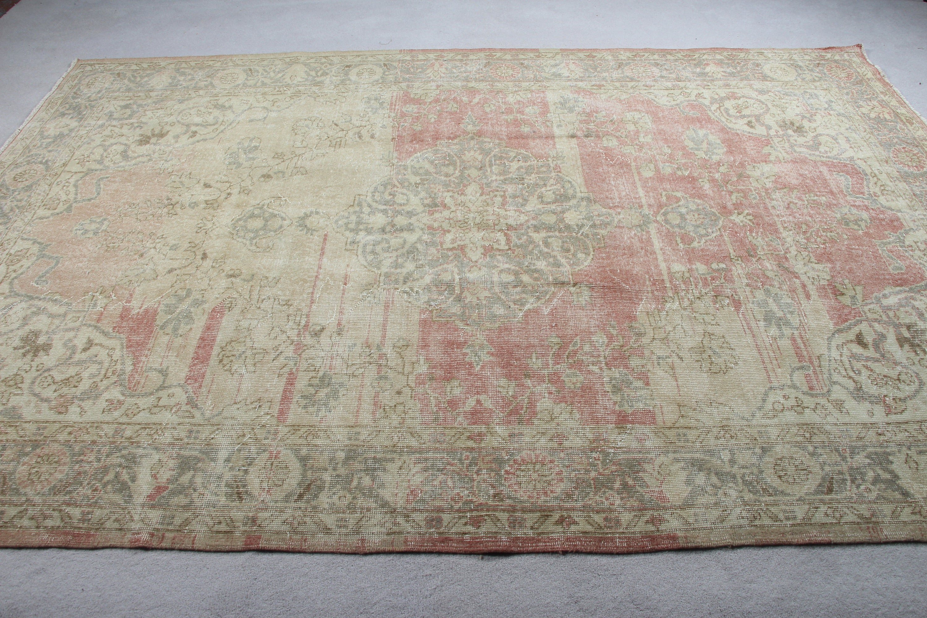 Vintage Rug, Living Room Rug, Tribal Rug, Turkish Rug, Moroccan Rug, Pink Cool Rug, Old Rugs, 6.6x10 ft Large Rug, Antique Rug, Bedroom Rug