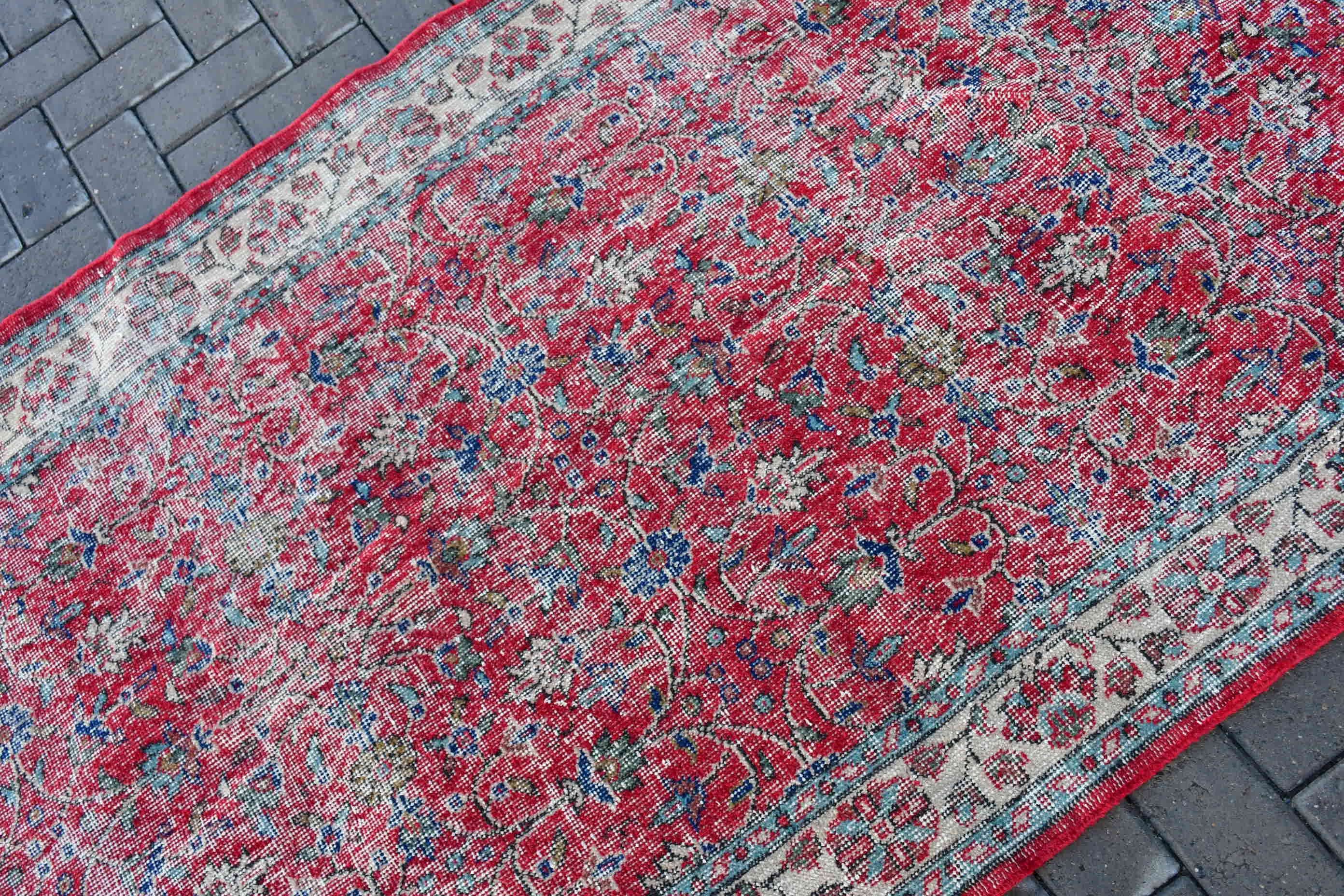 Red Cool Rug, Kitchen Rug, Anatolian Rug, Living Room Rug, Turkish Rug, Floor Rug, 3.9x6.9 ft Area Rug, Vintage Rug, Rugs for Indoor