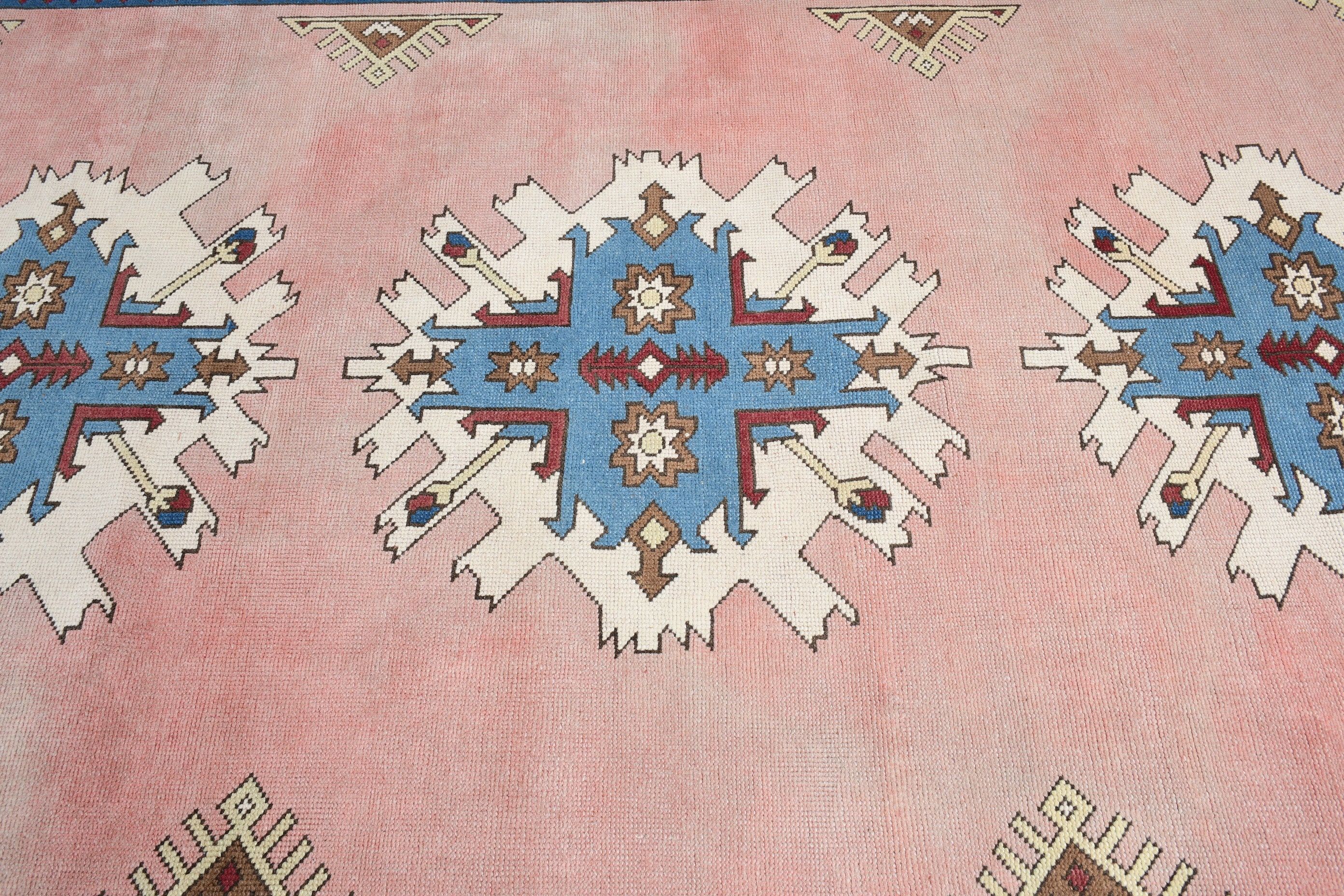 6.1x8.9 ft Büyük Halı, Pembe Yün Halı, Yemek Odası Halısı, Büyük Yün Halı Halıları, Oushak Halıları, Vintage Halılar, Türk Halısı, Mutfak Halıları, Salon Halısı