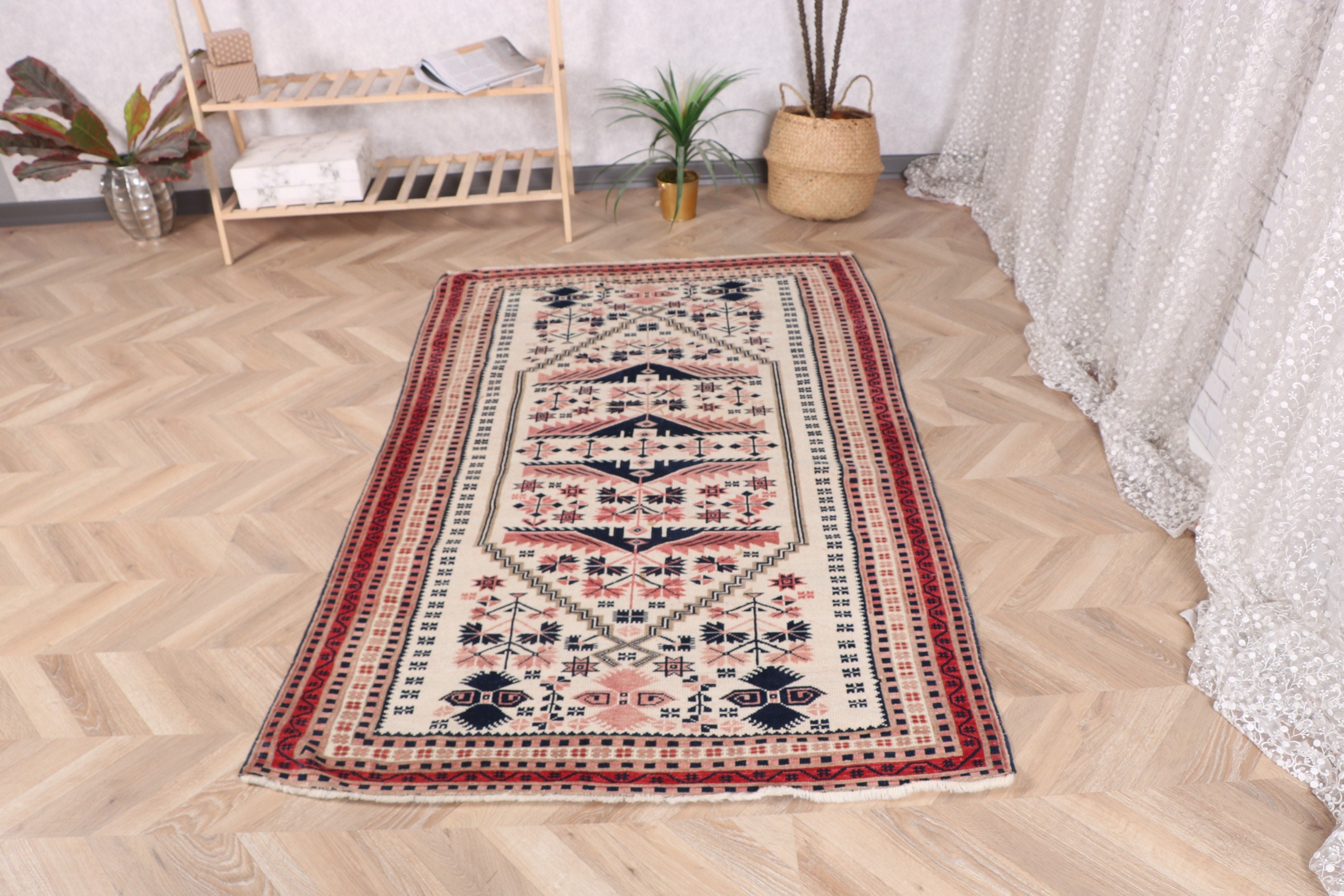 Luxury Rug, Nursery Rug, Vintage Rugs, Rugs for Boho Accent, 3.8x5.8 ft Accent Rugs, Modern Rug, Turkish Rug, Beige Wool Rug, Anatolian Rug