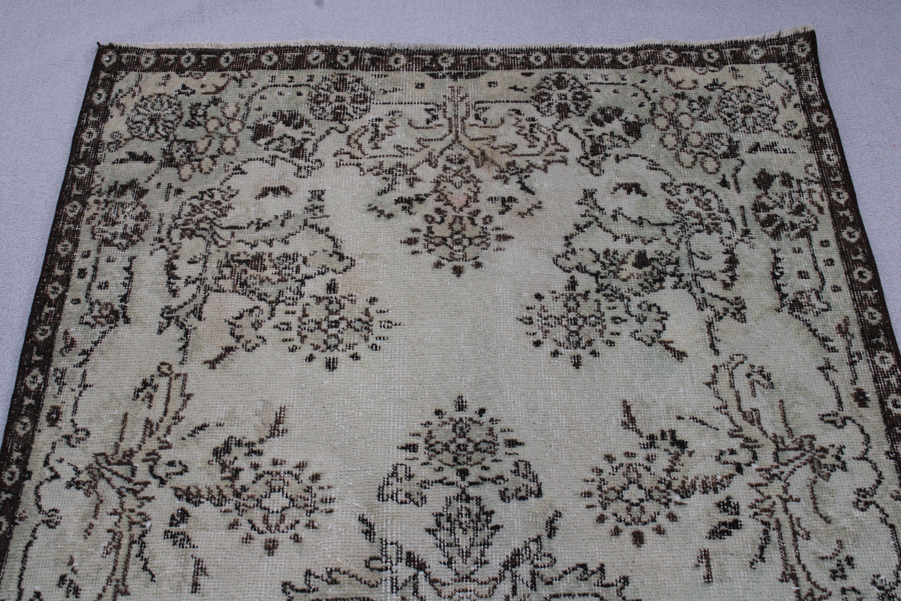 Boho Alanı Halıları, Vintage Halılar, Bej Yün Halı, İç Mekan Halıları, Ev Dekorasyonu Halısı, Yatak Odası Halısı, Türk Halısı, 3,6x7 ft Alan Halısı, Çocuk Halısı