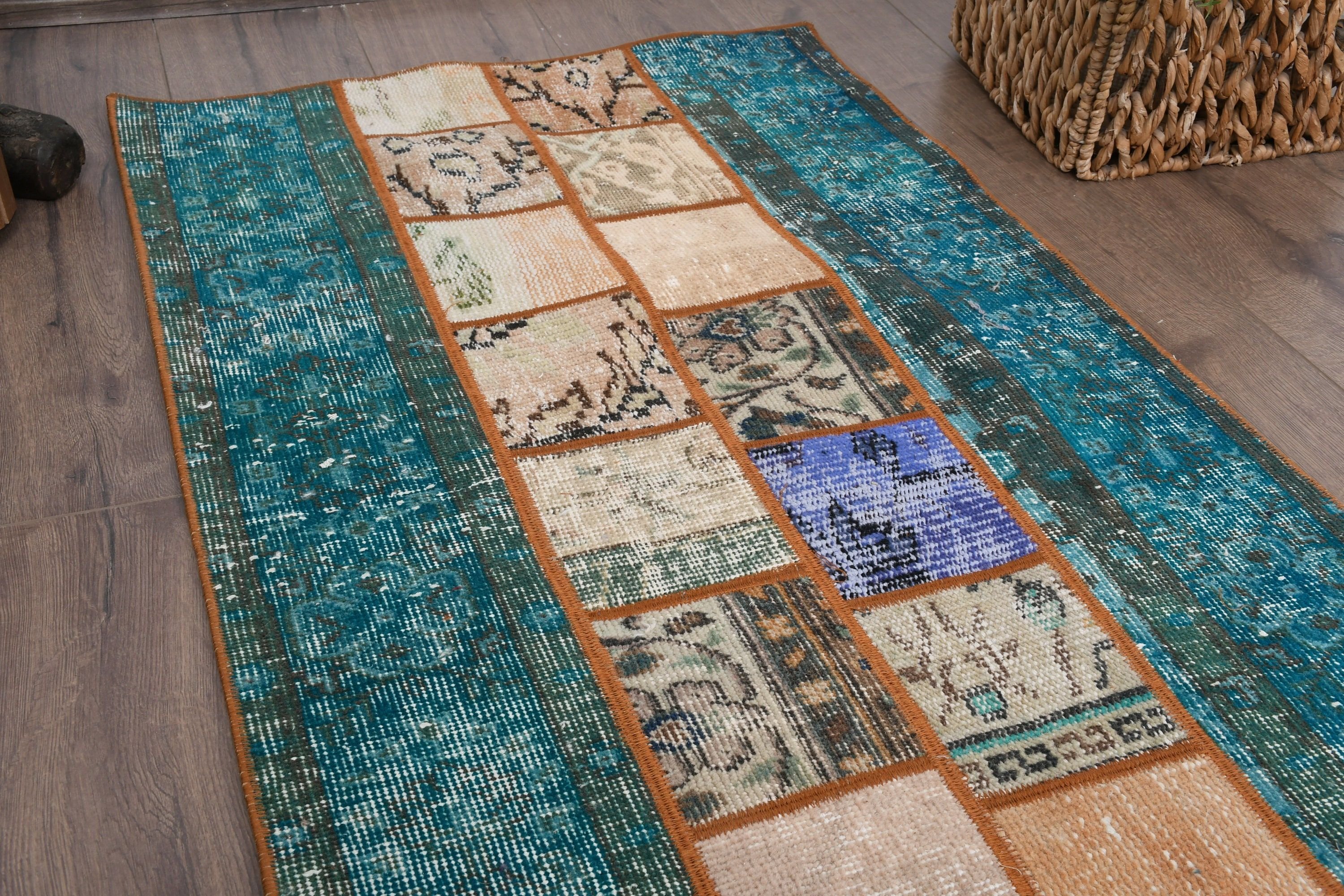 Mutfak Halıları, Kapı Paspas Halıları, Anadolu Halısı, 2,3x3,9 ft Küçük Halı, Küçük Boho Halı Halıları, Vintage Halı, Mavi Soğuk Halı, Yün Halı, Türk Halıları