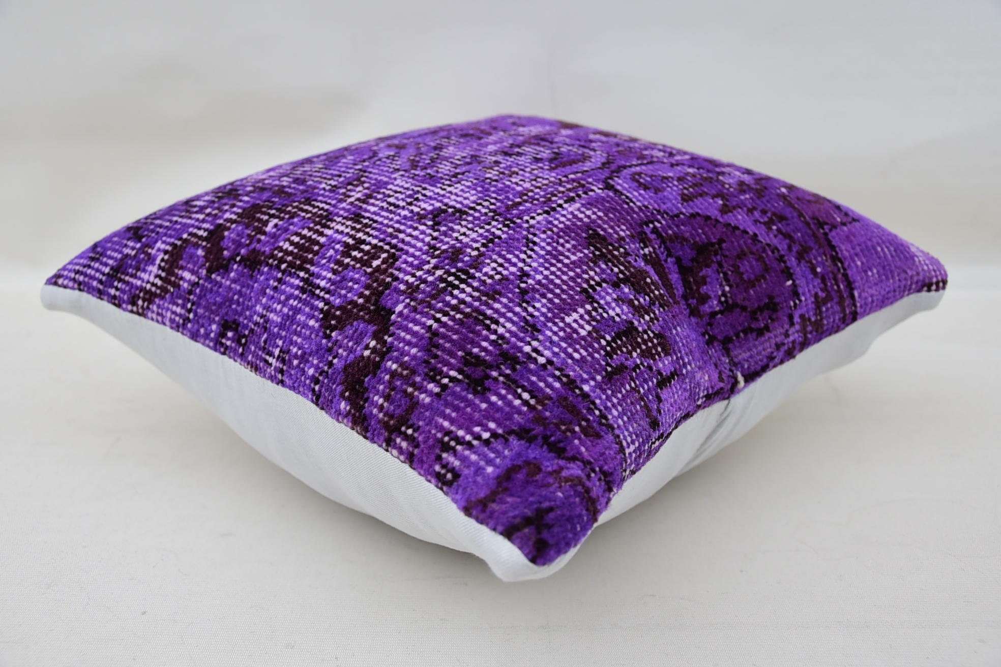 Vintage Kilim Throw Pillow, Ethnic Throw Pillow Sham, 14"x14" Purple Pillow, Pillow for Couch, Retro Pillow Cover, Antique Pillows