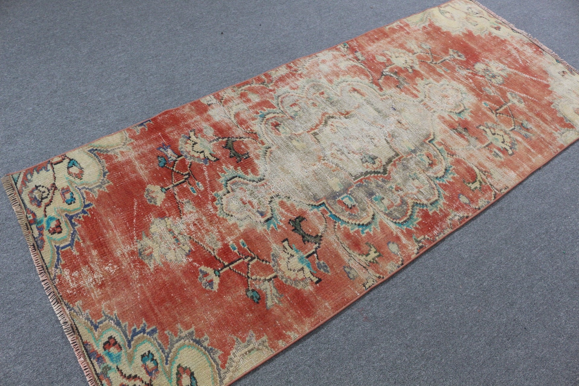 Red Oriental Rugs, Moroccan Rugs, Vintage Rugs, 3.1x7.4 ft Accent Rugs, Nursery Rug, Rugs for Kitchen, Kitchen Rug, Wool Rugs, Turkish Rug