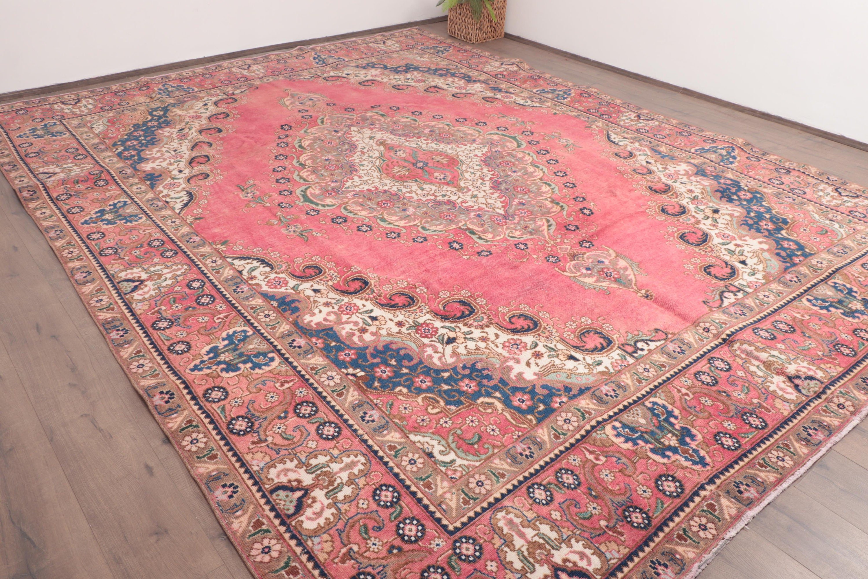 Turkish Rug, Salon Rugs, Floor Rug, Dining Room Rug, Vintage Rug, Turkey Rug, Pink Luxury Rugs, Handwoven Rug, 9.7x12.6 ft Oversize Rugs