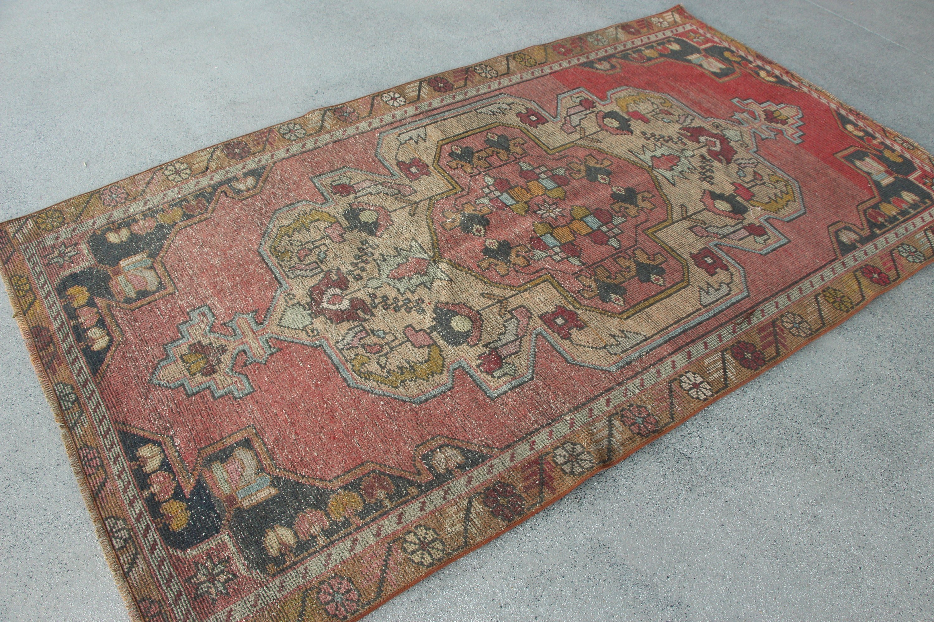 Oushak Halı, Vintage Halı, 4.3x7.8 ft Alan Halıları, Kırmızı Oushak Halısı, Ev Dekorasyonu Halısı, Yatak Odası Halıları, Özel Halı, Çocuk Odası Halıları, Türk Halısı