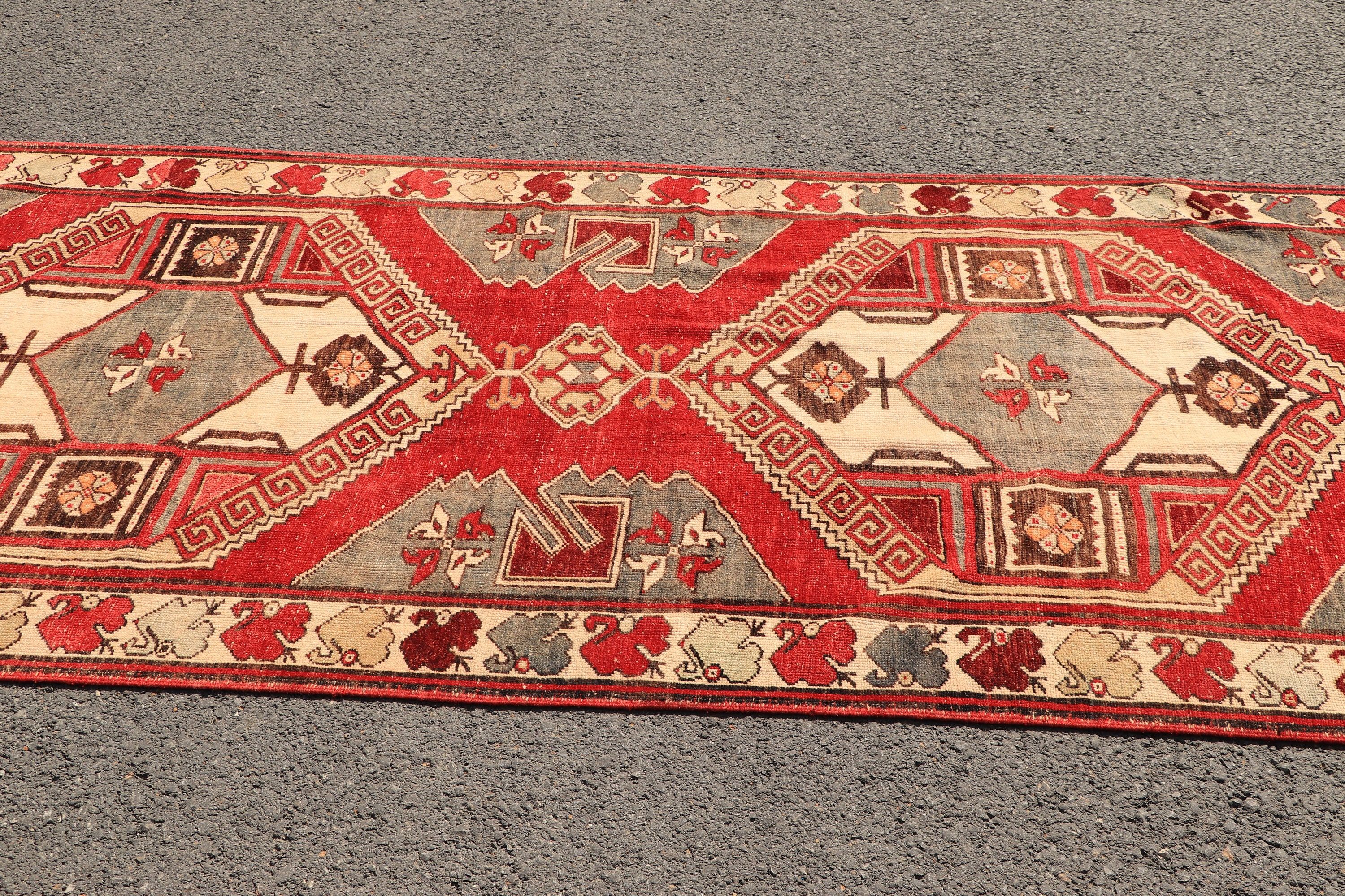 Bedroom Rugs, 4.3x11 ft Runner Rugs, Stair Rug, Vintage Rug, Turkish Rug, Kitchen Rug, Home Decor Rug, Red Moroccan Rugs, Rugs for Kitchen