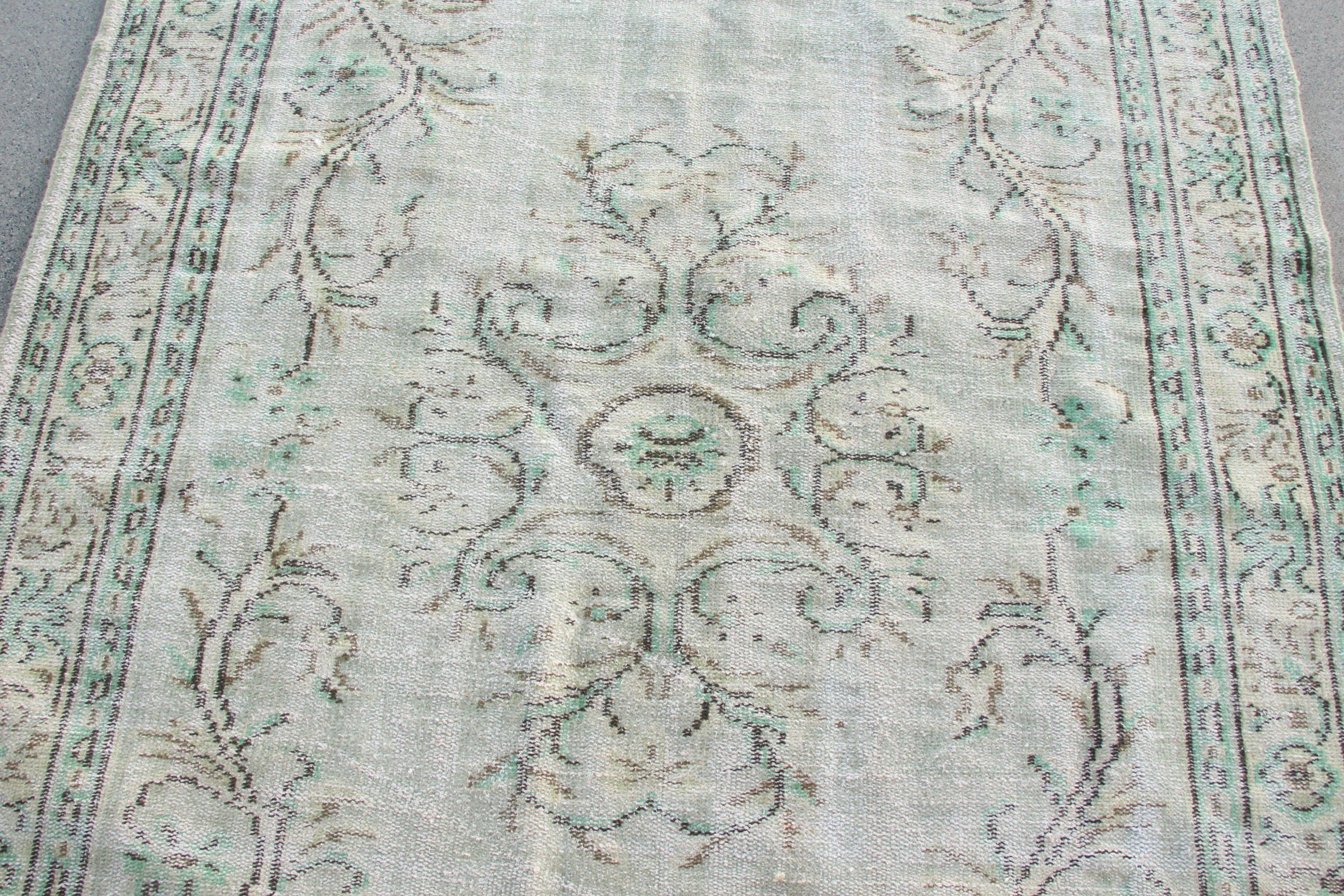 Yeşil 5.4x8.3 ft Büyük Halı, Büyük Vintage Halılar, Modern Halılar, Yemek Odası Halısı, Türk Halıları, Vintage Halı, Geometrik Halılar