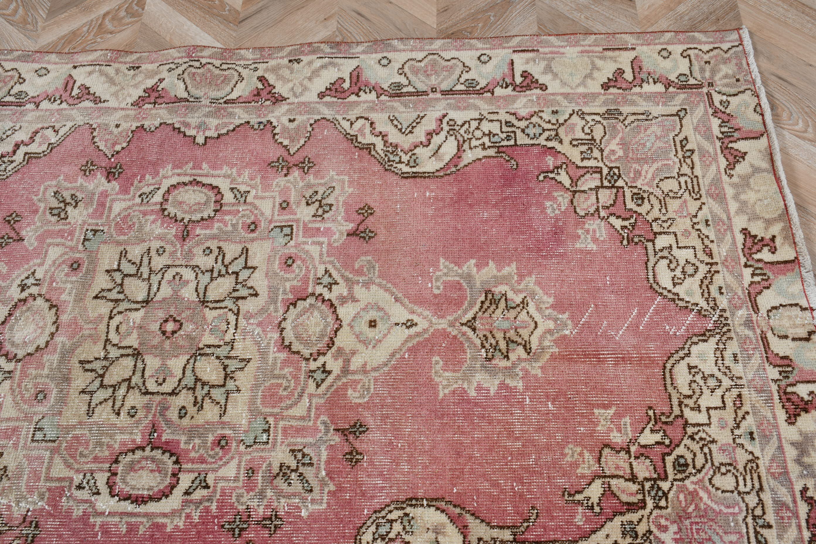 Pink Oriental Rugs, Rugs for Dining Room, 4x6.7 ft Area Rug, Vintage Rugs, Nursery Rug, Oushak Rug, Anatolian Rug, Floor Rug, Turkish Rug