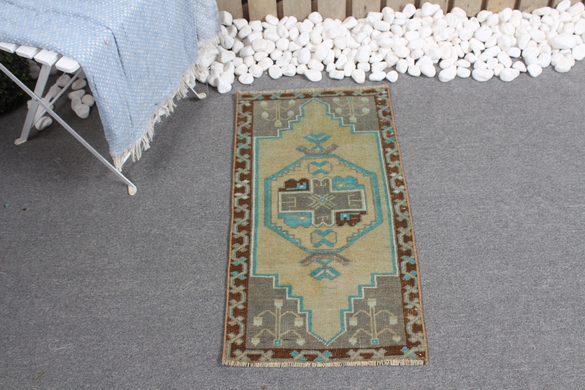 Turkish Rug, Wall Hanging Rug, Vintage Rug, Green Antique Rug, Floor Rug, Rugs for Bath, Kitchen Rugs, Bathroom Rug, 1.5x2.7 ft Small Rug