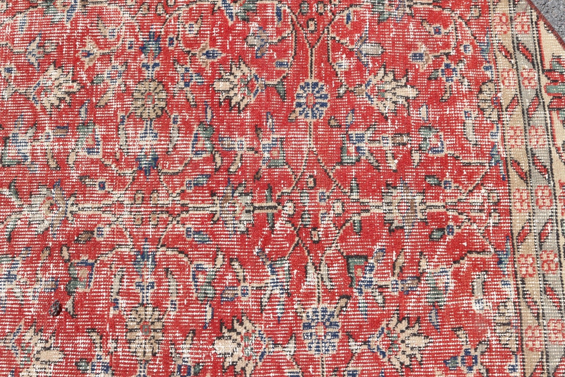 Vintage Rug, Nursery Rug, Red Anatolian Rug, 3.6x3.5 ft Small Rug, Rugs for Bathroom, Floor Rug, Turkish Rugs, Entry Rugs, Antique Rug