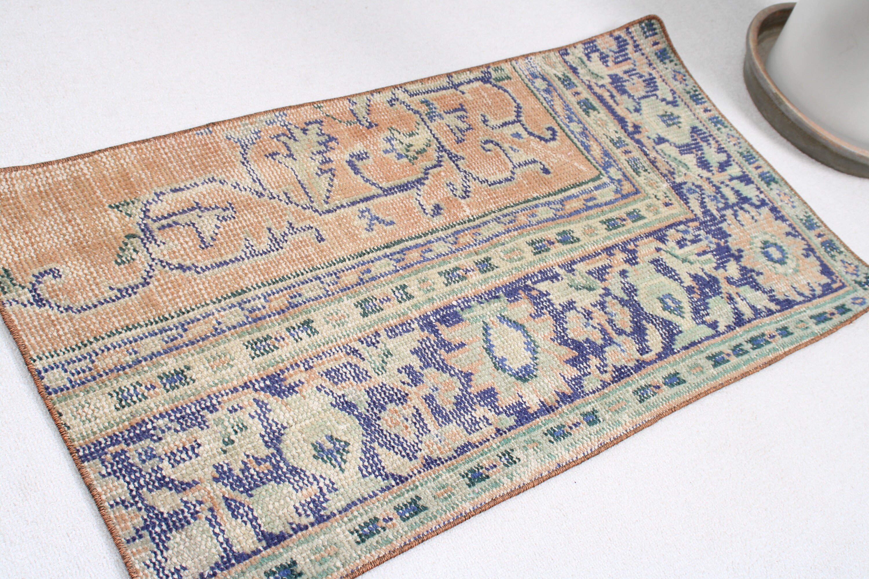 Turkish Rug, Anatolian Rug, Entry Rug, Blue Anatolian Rugs, Kitchen Rug, Vintage Rug, 1.6x3.2 ft Small Rug, Pale Rugs