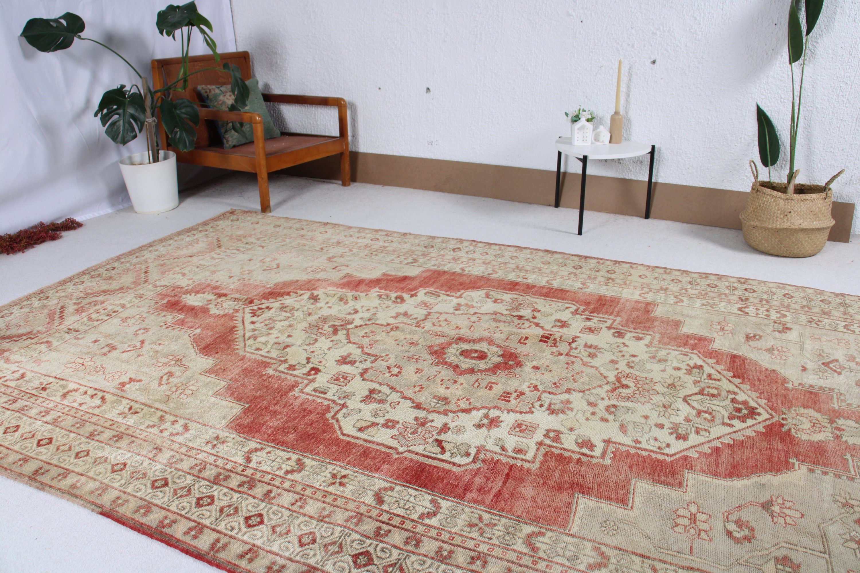 Turkish Rug, Oversize Turkish Rug, Vintage Rugs, Salon Rugs, Statement Rug, Antique Rugs, 6.6x11.4 ft Oversize Rugs, Beige Anatolian Rugs