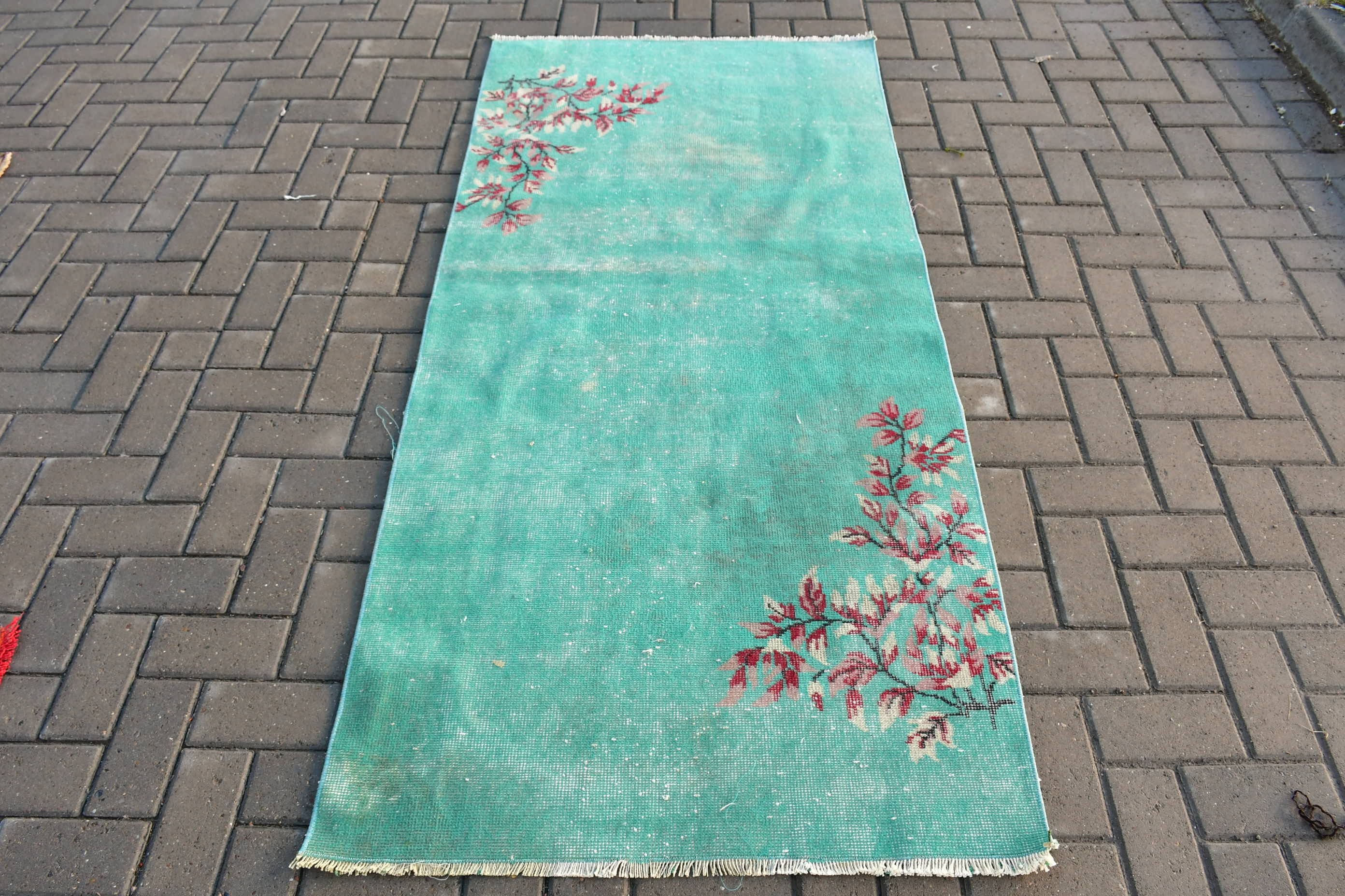 Turkish Rug, Entry Rugs, Rugs for Entry, Cool Rugs, 3.2x6.6 ft Accent Rug, Vintage Rugs, Bedroom Rug, Floor Rug, Green Kitchen Rugs