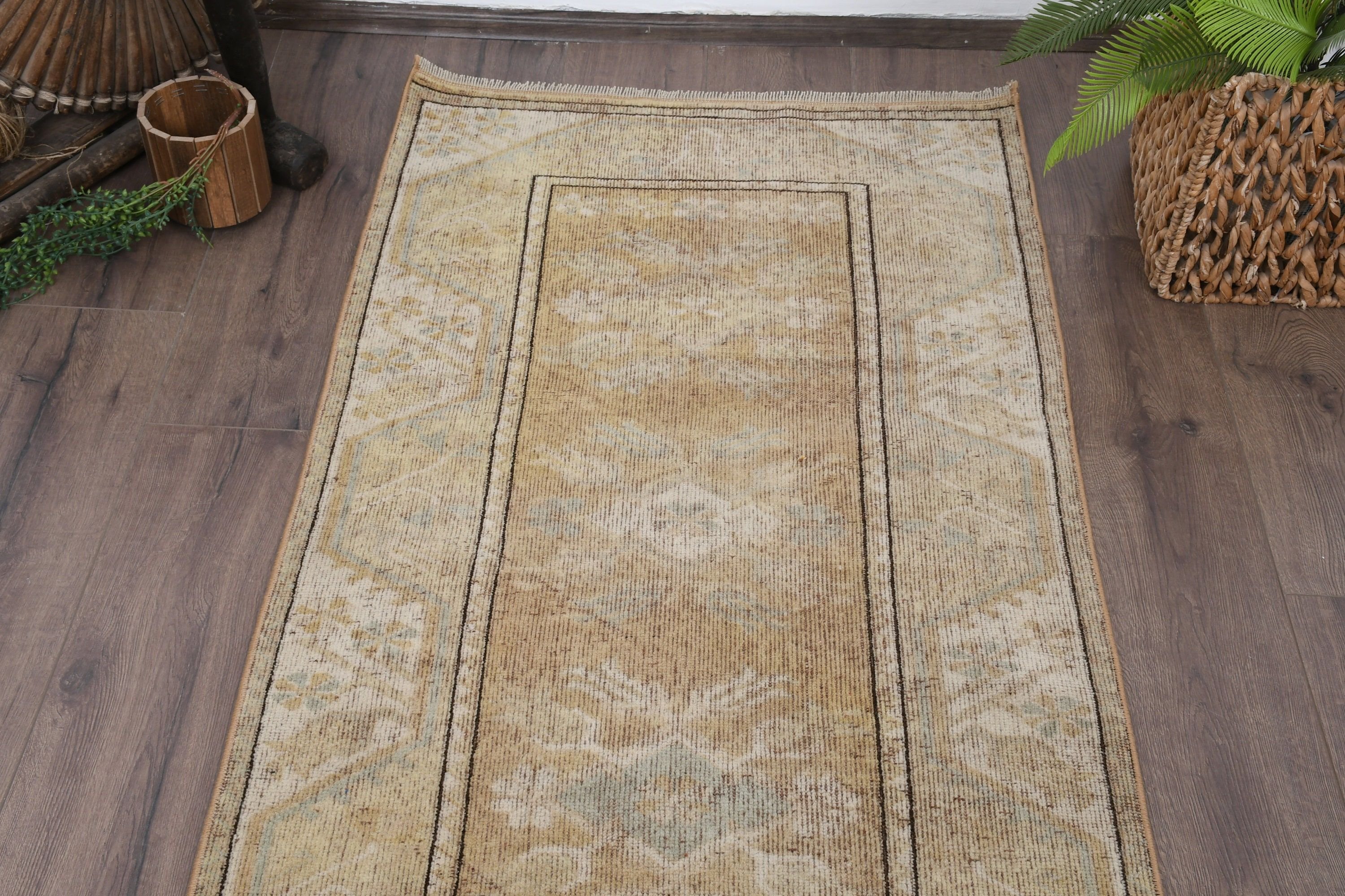 Vintage Rug, 2.6x9.3 ft Runner Rug, Kitchen Rug, Pale Rugs, Oriental Rugs, Beige Home Decor Rug, Antique Rugs, Turkish Rug, Hallway Rug