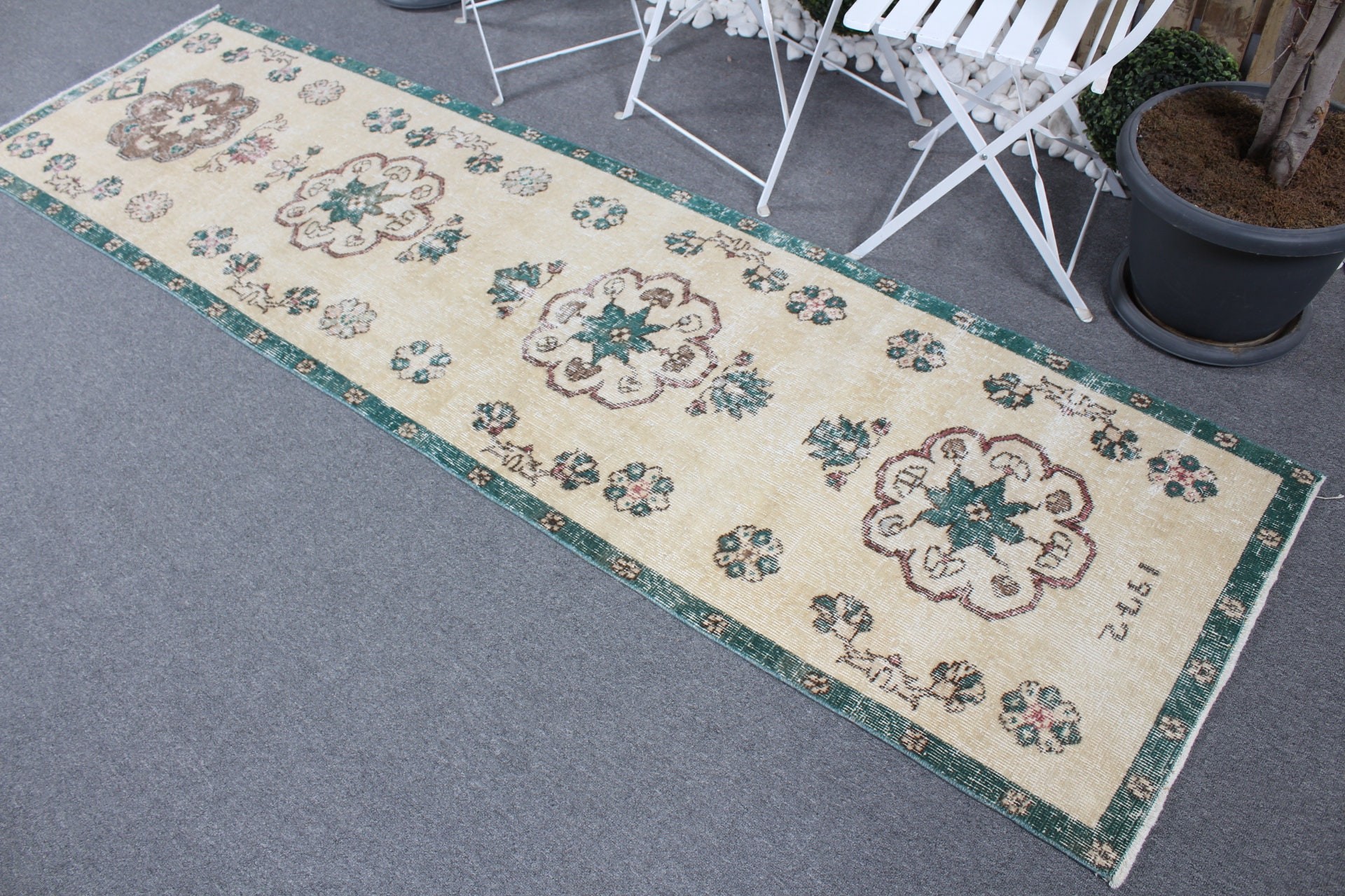 2.5x9.1 ft Koşucu Halısı, Koridor Halısı, Bej Mutfak Halısı, Anadolu Halısı, Vintage Halı, Türk Halısı, Merdiven Halıları, Oryantal Halılar, Boho Halıları