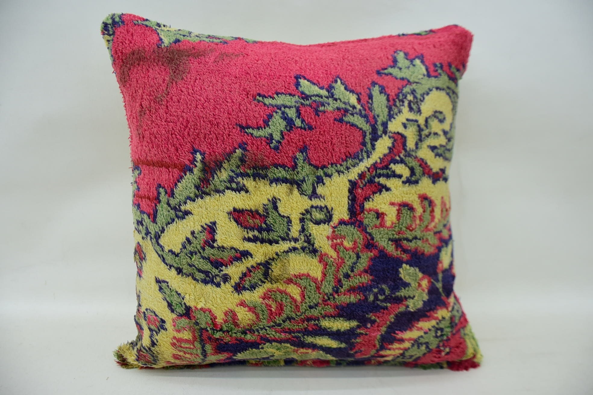 Cozy Throw Cushion, 16"x16" Pink Pillow Sham, Throw Kilim Pillow, Square Throw Cushion Cover, Turkish Pillow, Home Decor Pillow