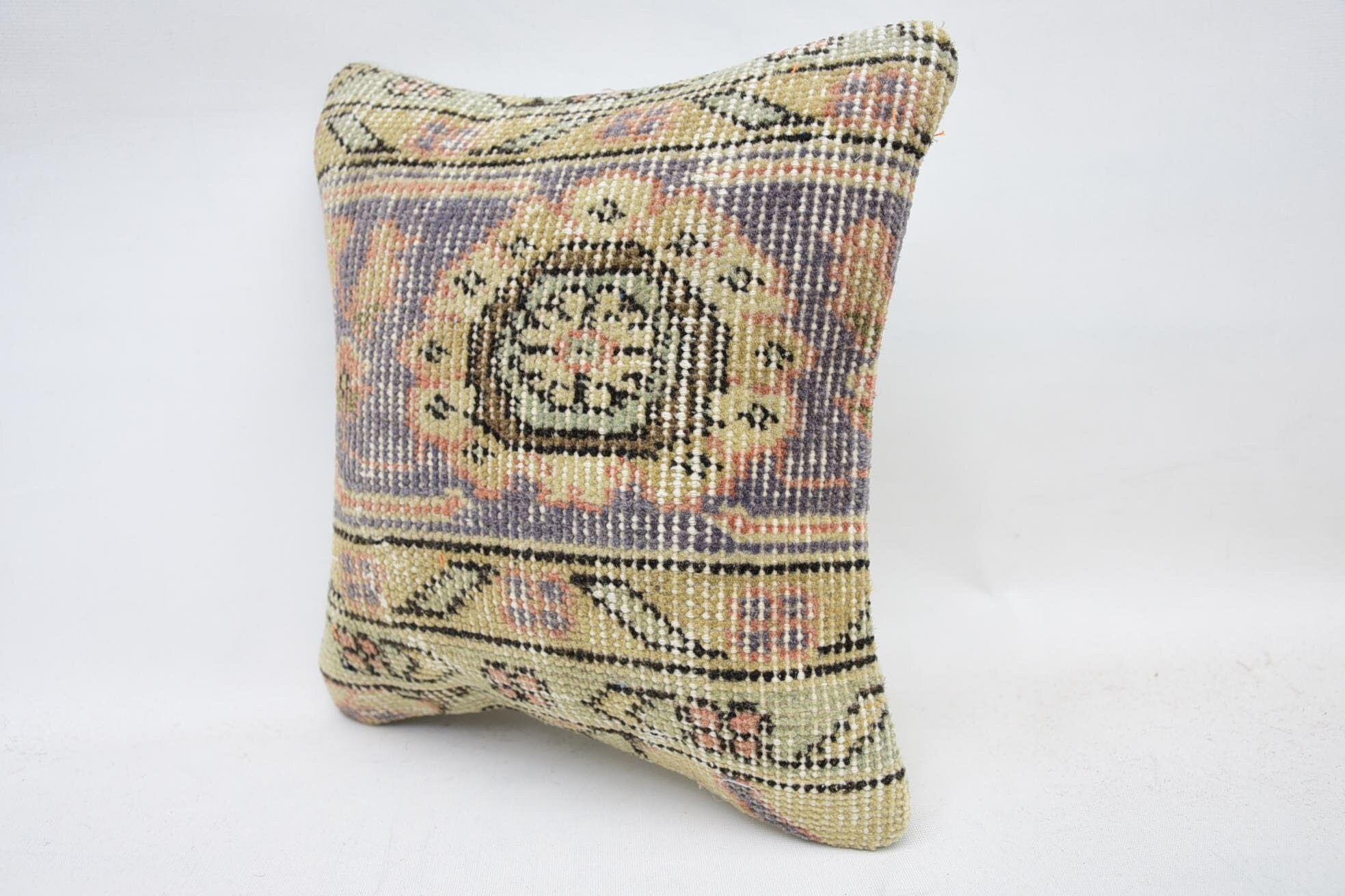 Throw Kilim Pillow, Luxury Pillow Cover, 12"x12" Blue Cushion Case, Antique Pillows, Kilim Pillow, Art Deco Cushion Case, Colorful Pillow