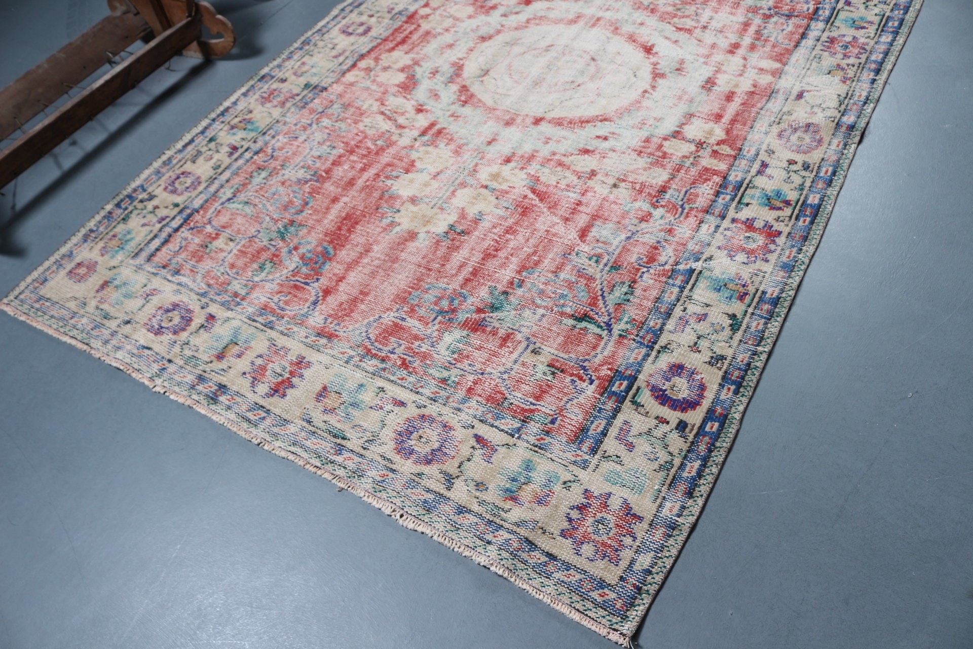 Oturma Odası Halıları, 5.8x8.8 ft Büyük Halılar, Kırmızı Oushak Halı, Salon Halısı, Mutfak Halıları, Vintage Halılar, Salon Halıları, Türk Halısı, Yer Halısı